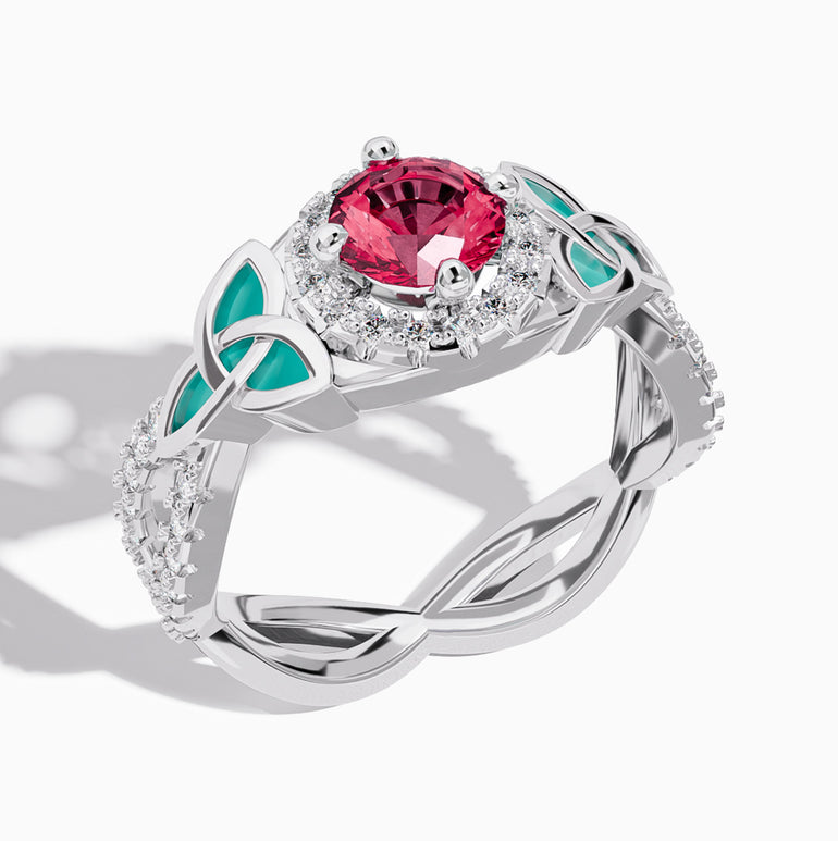 Interwoven Lucky Leaf Ring - Ruby
