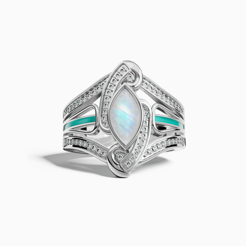 Cyclone Boomerang Ring - Moonstone