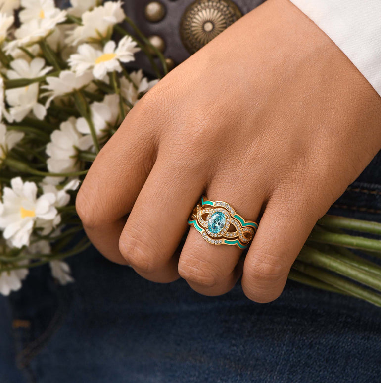 Sunset Canyons Ring - Aquamarine - Gold