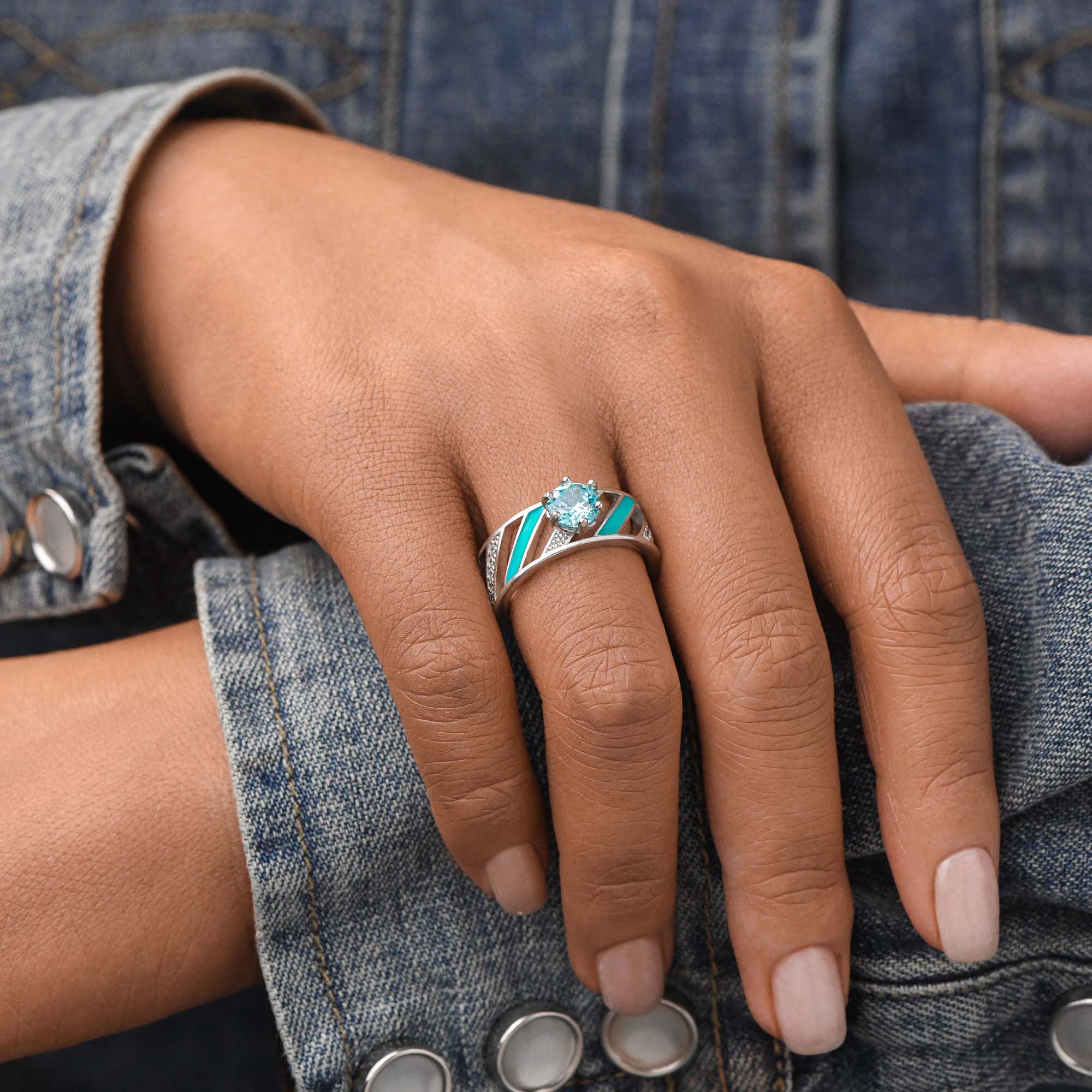 Aurora Veil Ring - Aquamarine - Serene Western