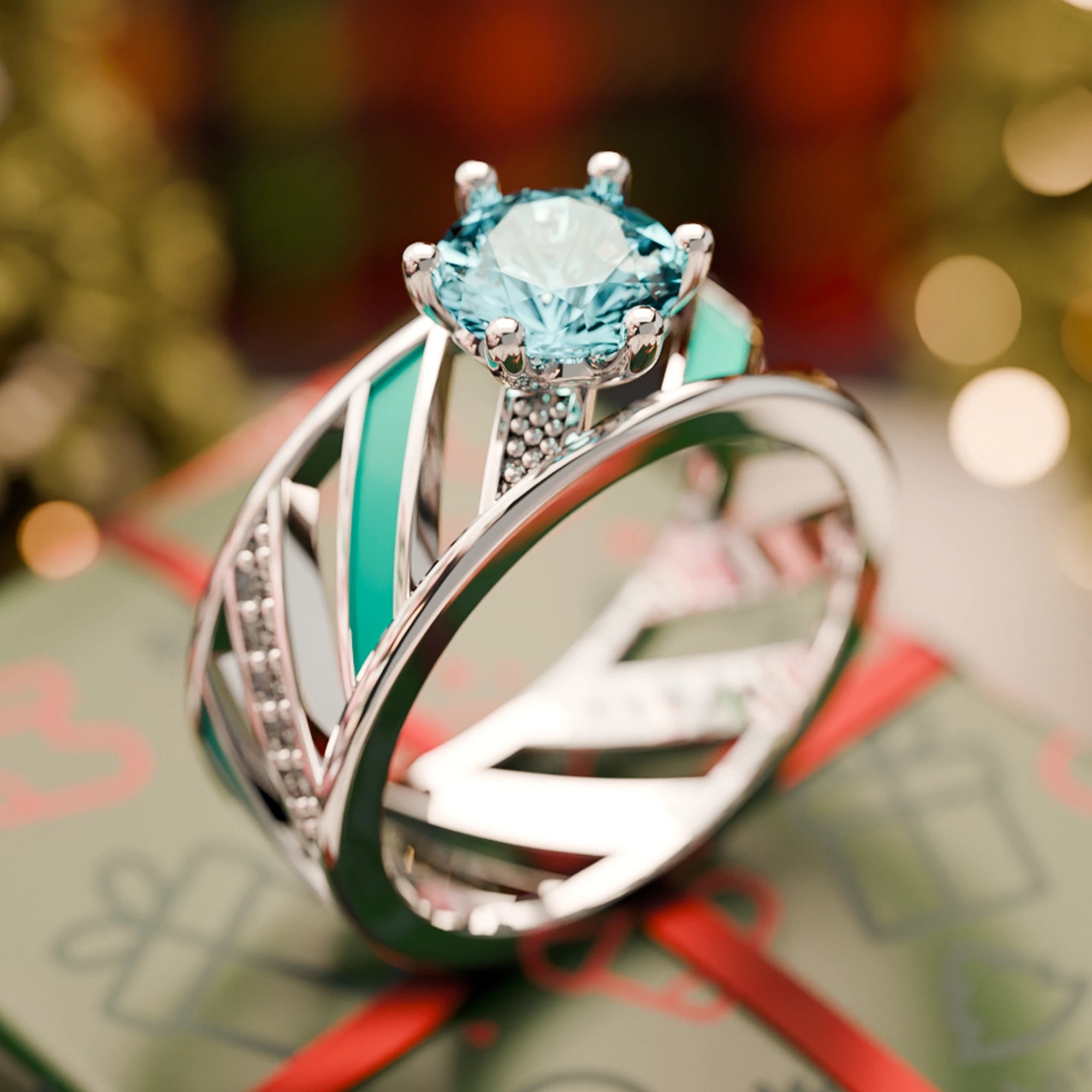 Aurora Veil Ring - Aquamarine - Serene Western