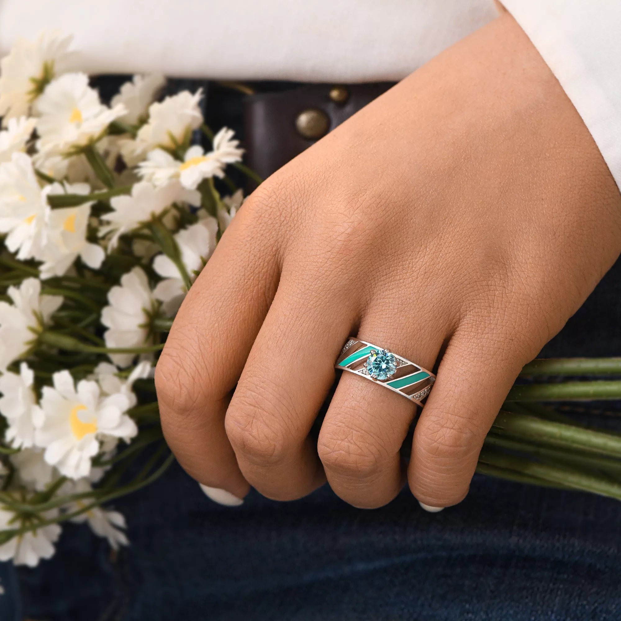 Aurora Veil Ring - Aquamarine - Serene Western