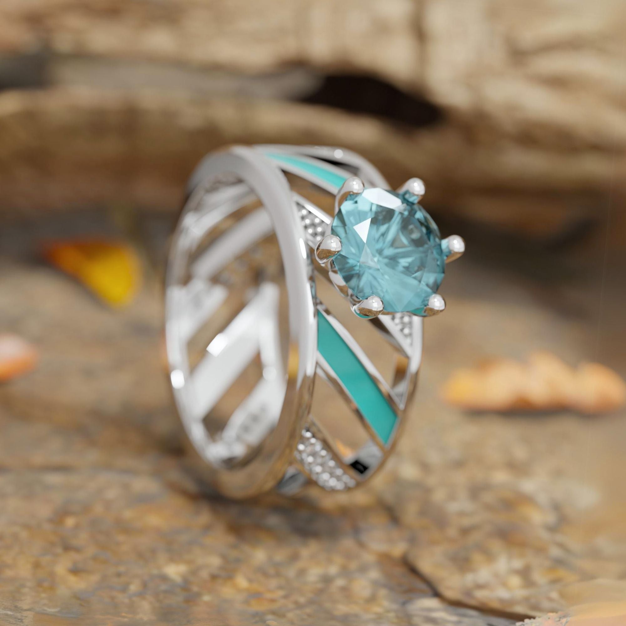 Aurora Veil Ring - Aquamarine - Serene Western