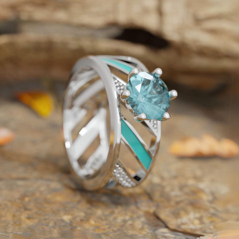 Aurora Veil Ring - Aquamarine