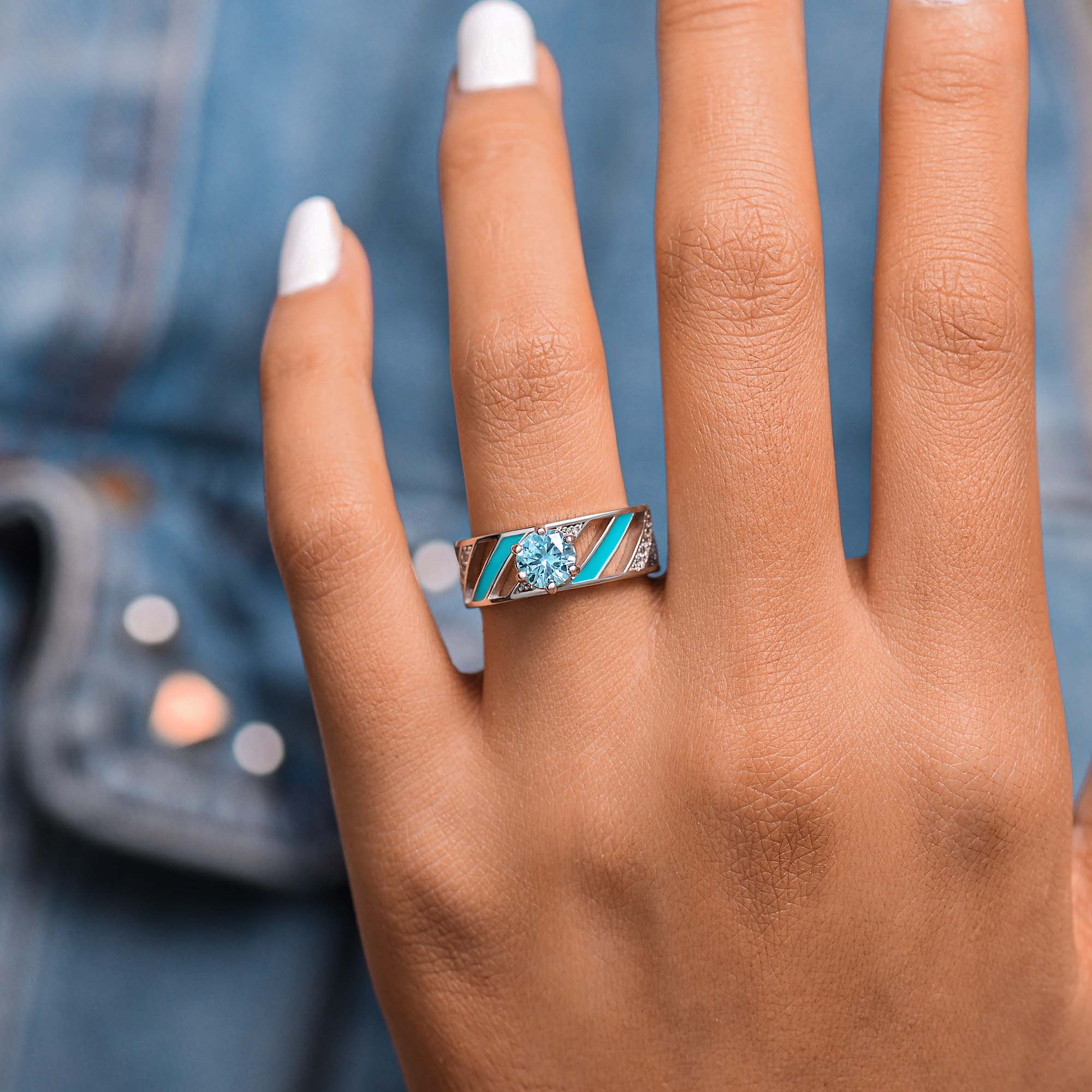 Aurora Veil Ring - Aquamarine - Serene Western