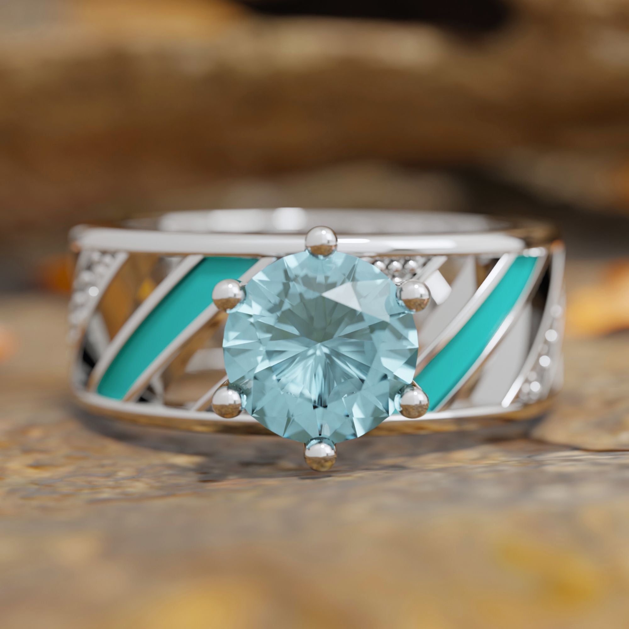 Aurora Veil Ring - Aquamarine - Serene Western