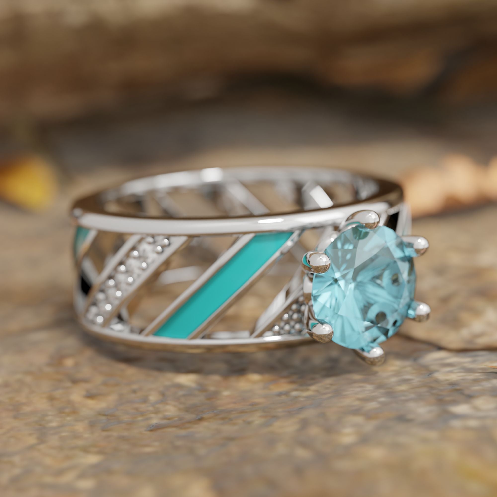 Aurora Veil Ring - Aquamarine - Serene Western