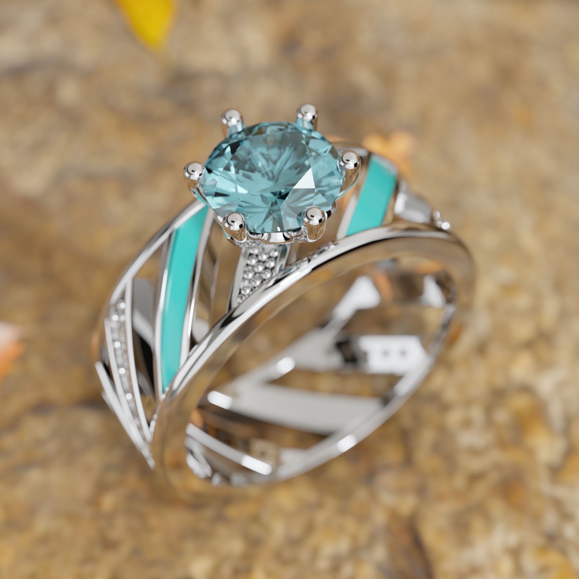 Aurora Veil Ring - Aquamarine - Serene Western