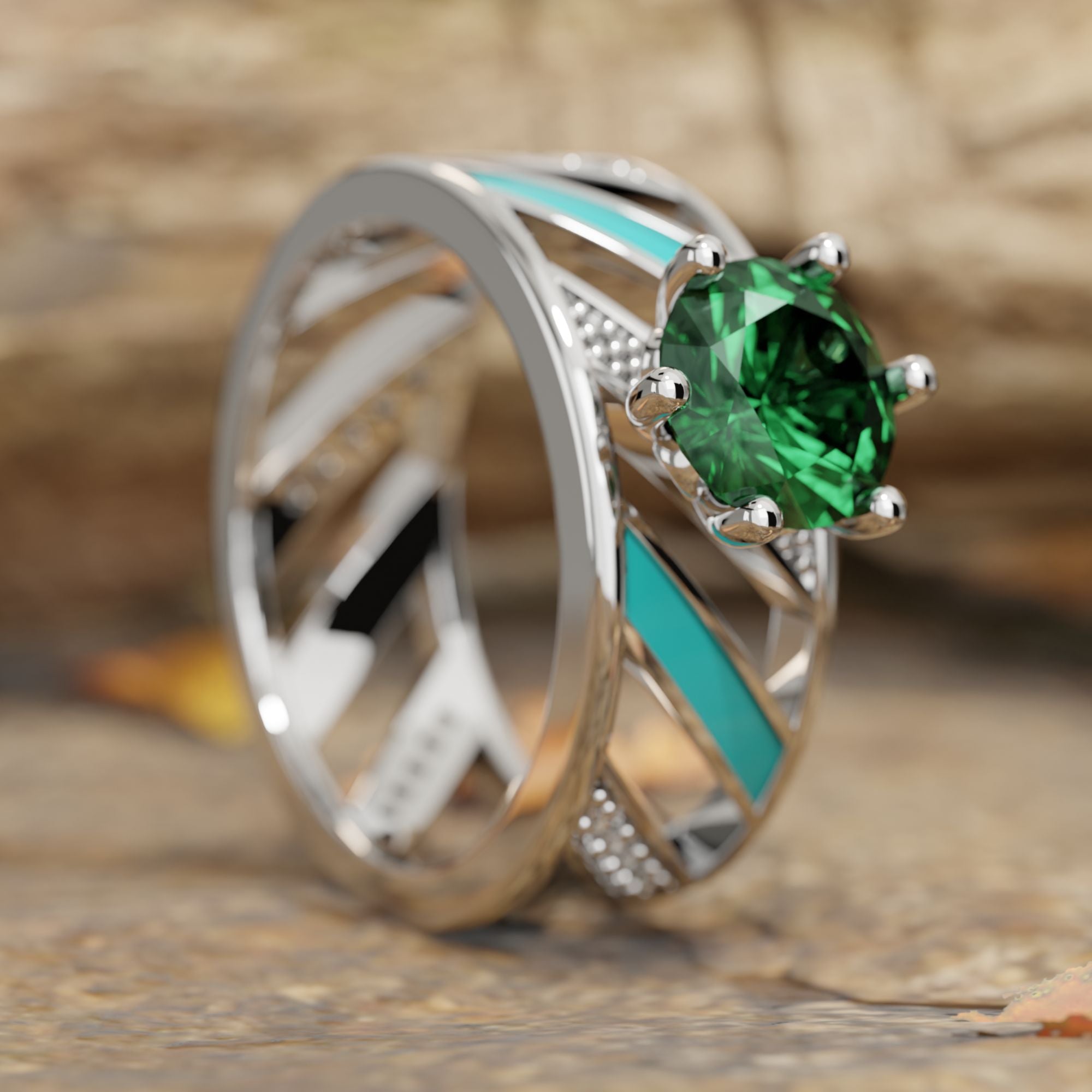 Aurora Veil Ring - Emerald - Serene Western