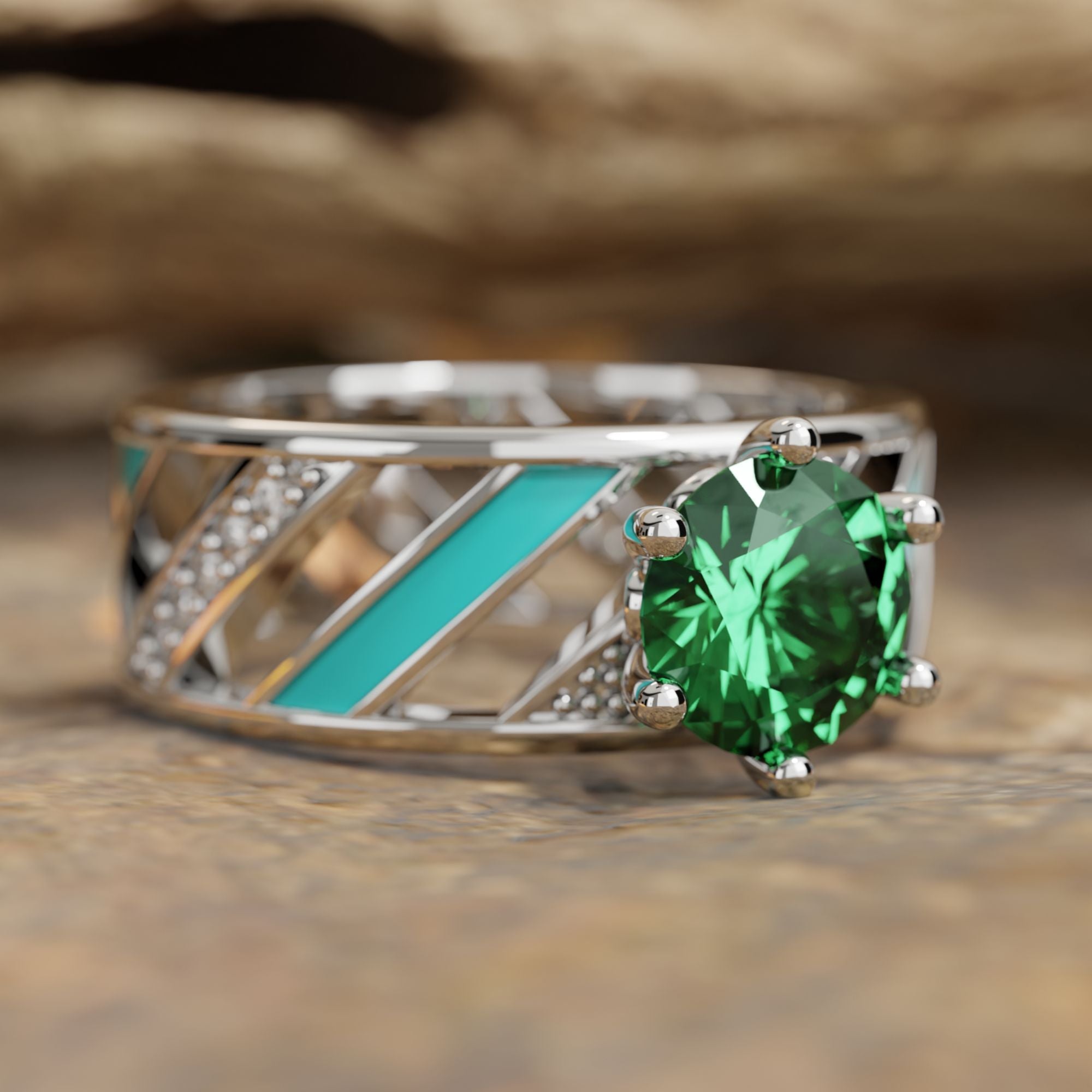 Aurora Veil Ring - Emerald - Serene Western