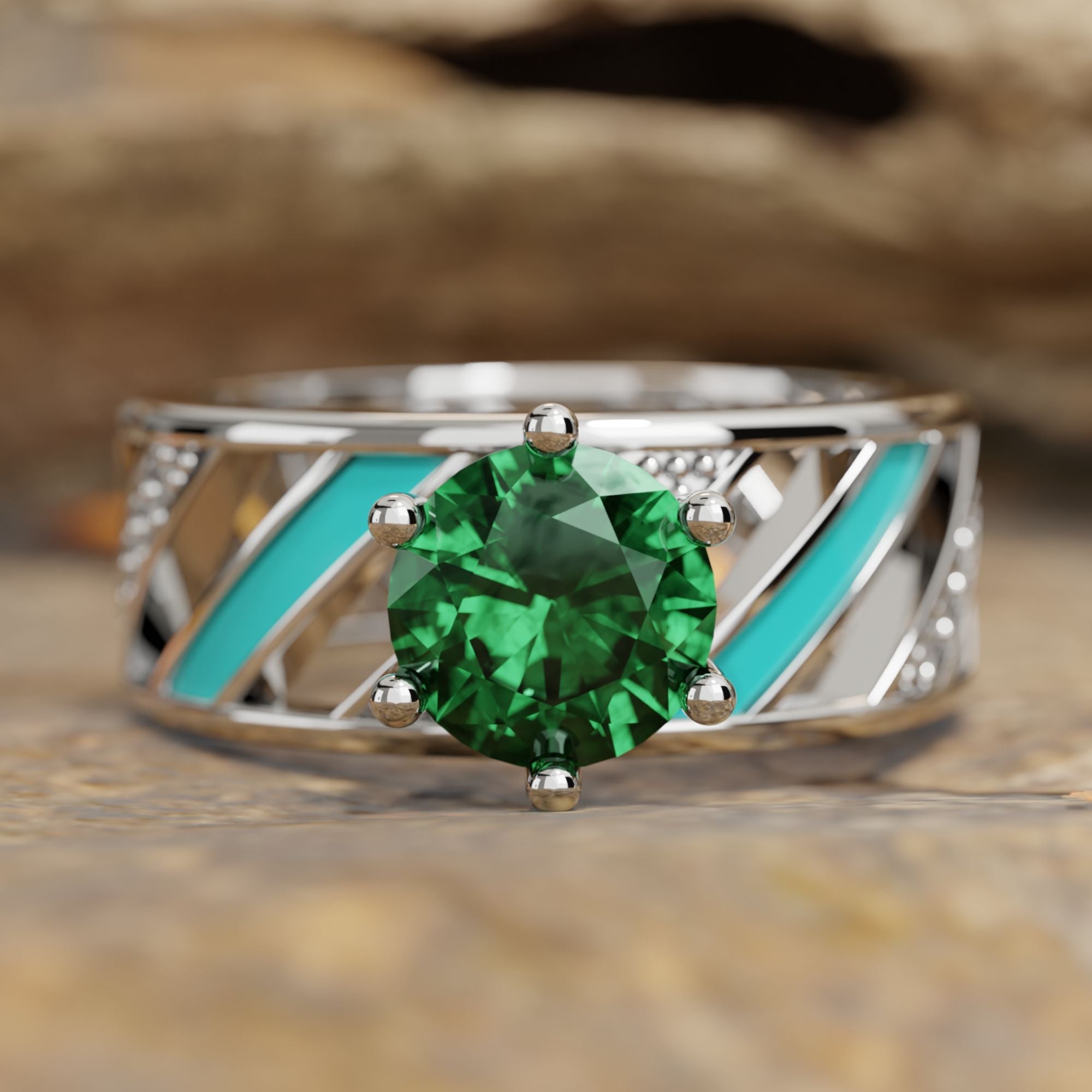 Aurora Veil Ring - Emerald - Serene Western