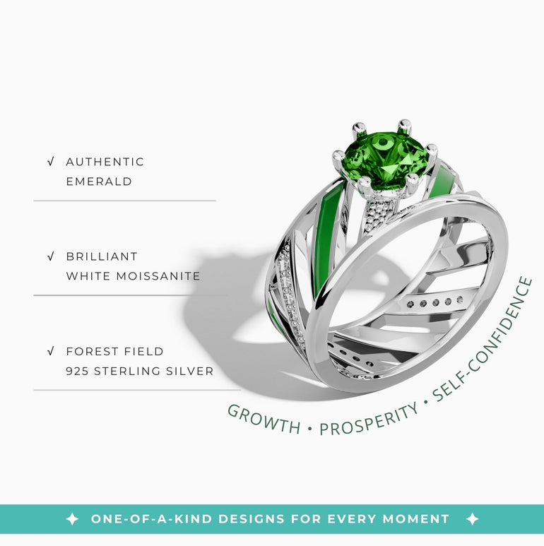 Aurora Veil Ring - Emerald - Serene Western