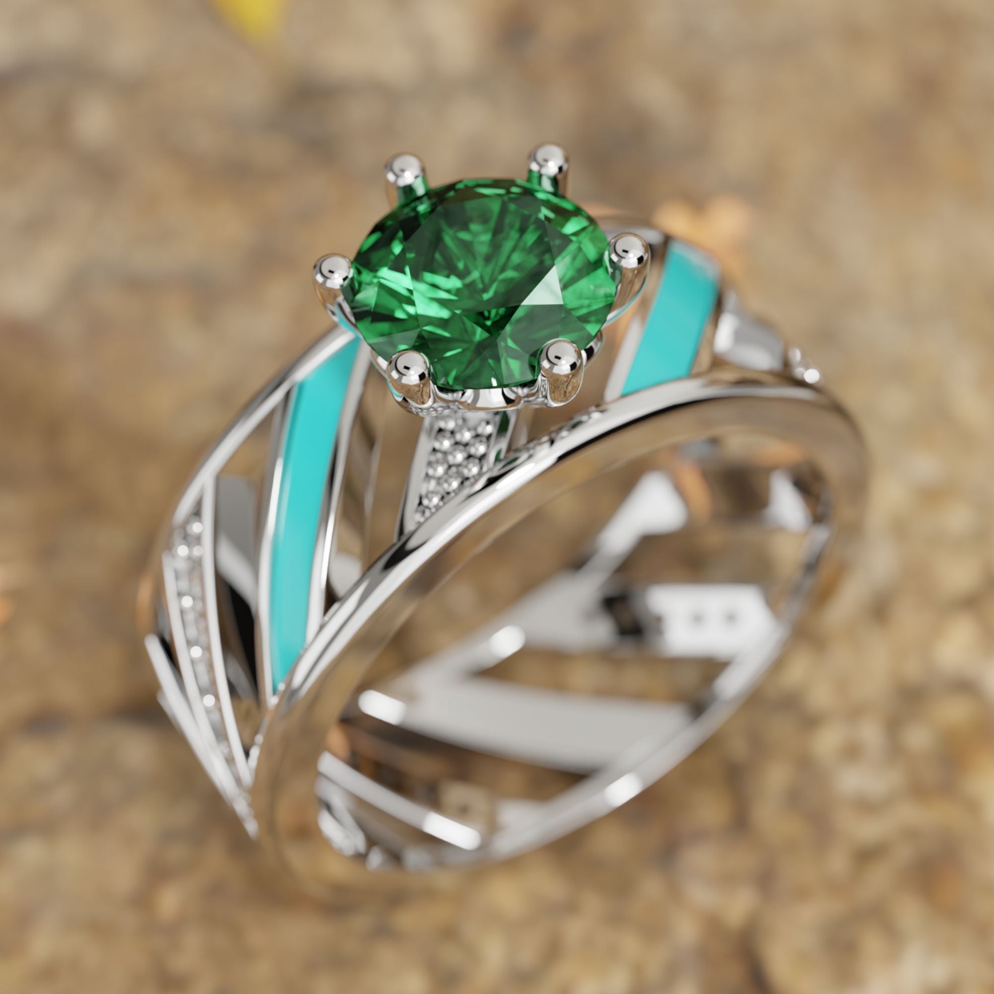 Aurora Veil Ring - Emerald - Serene Western