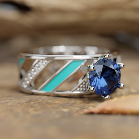 Aurora Veil Ring - Sapphire