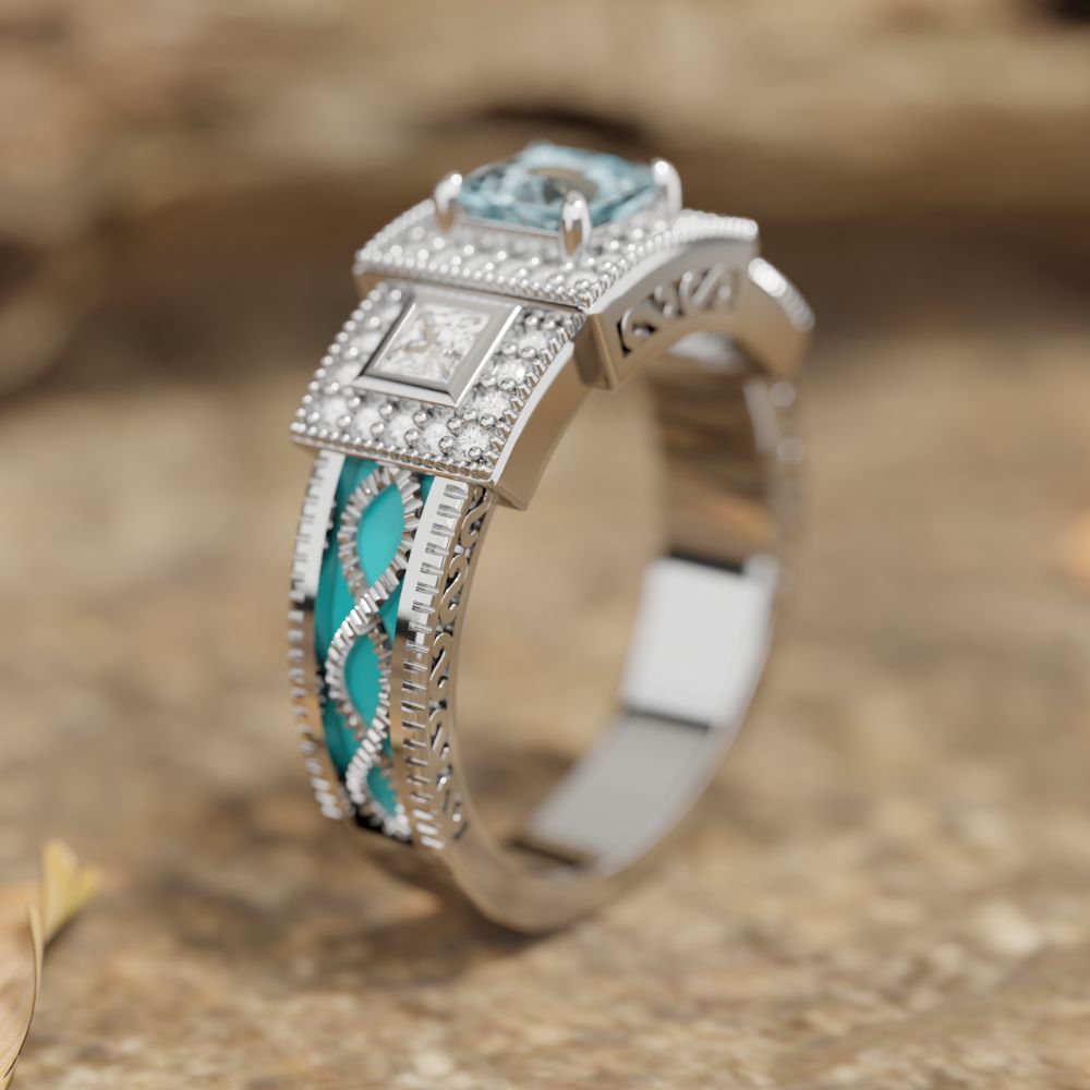 Azure Lighthouse Ring - Serene Western