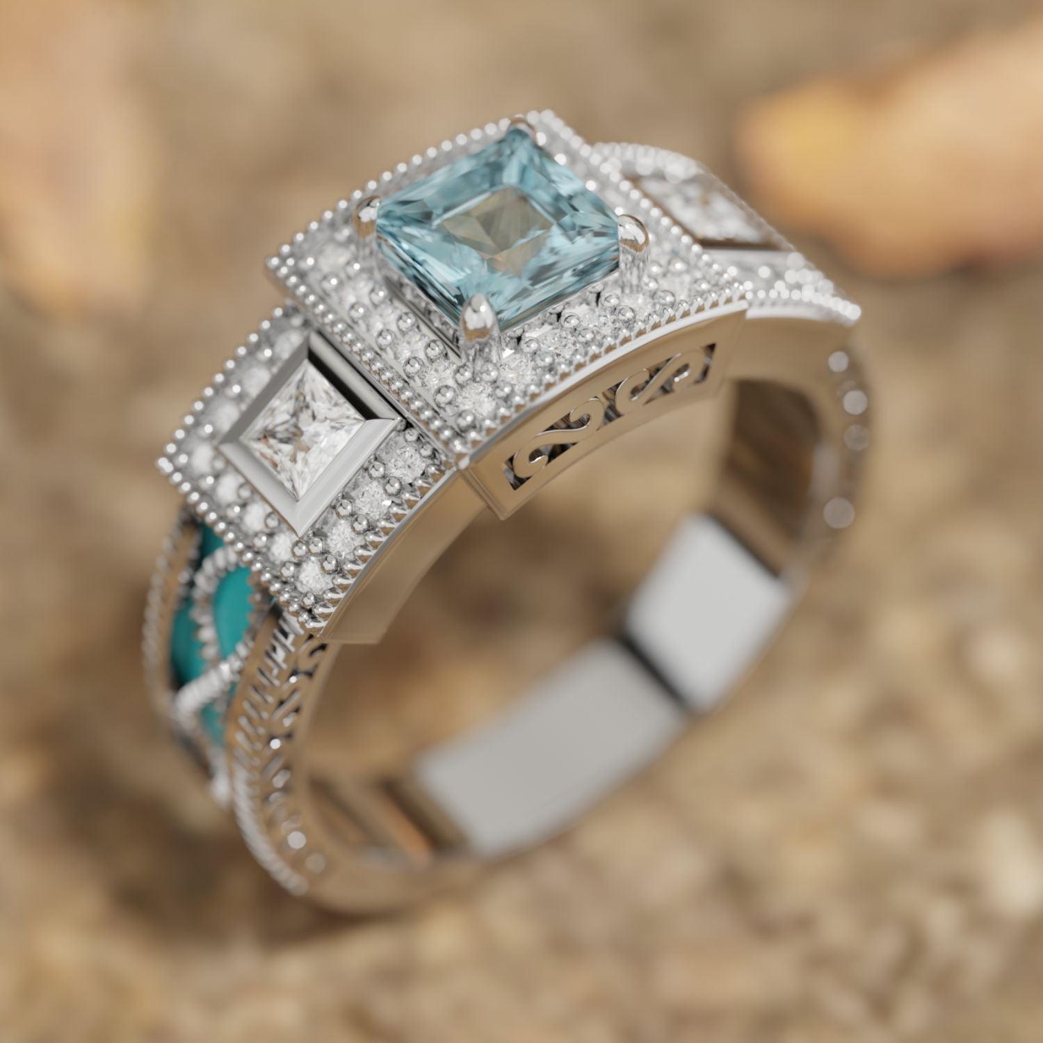 Azure Lighthouse Ring - Serene Western