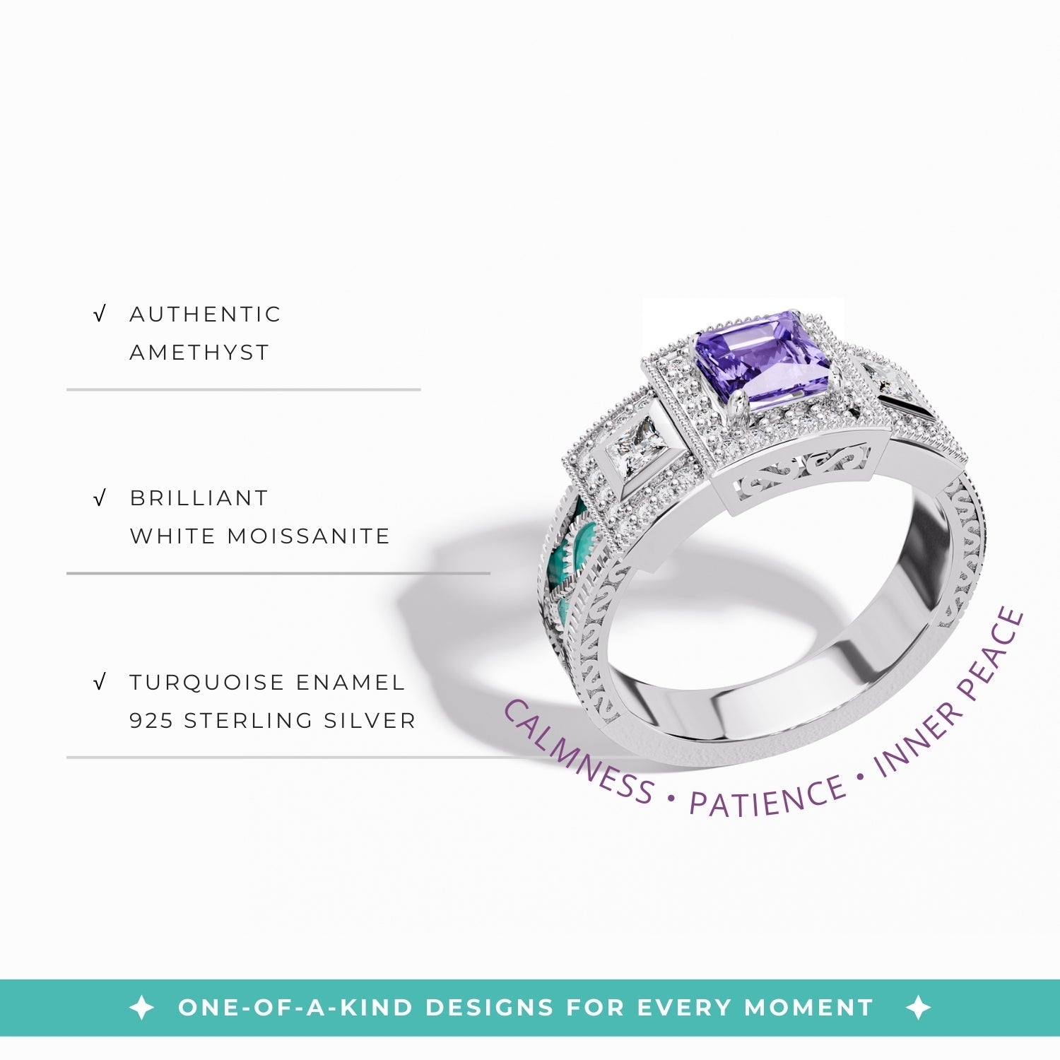 Azure Lighthouse Ring - Amethyst - Serene Western