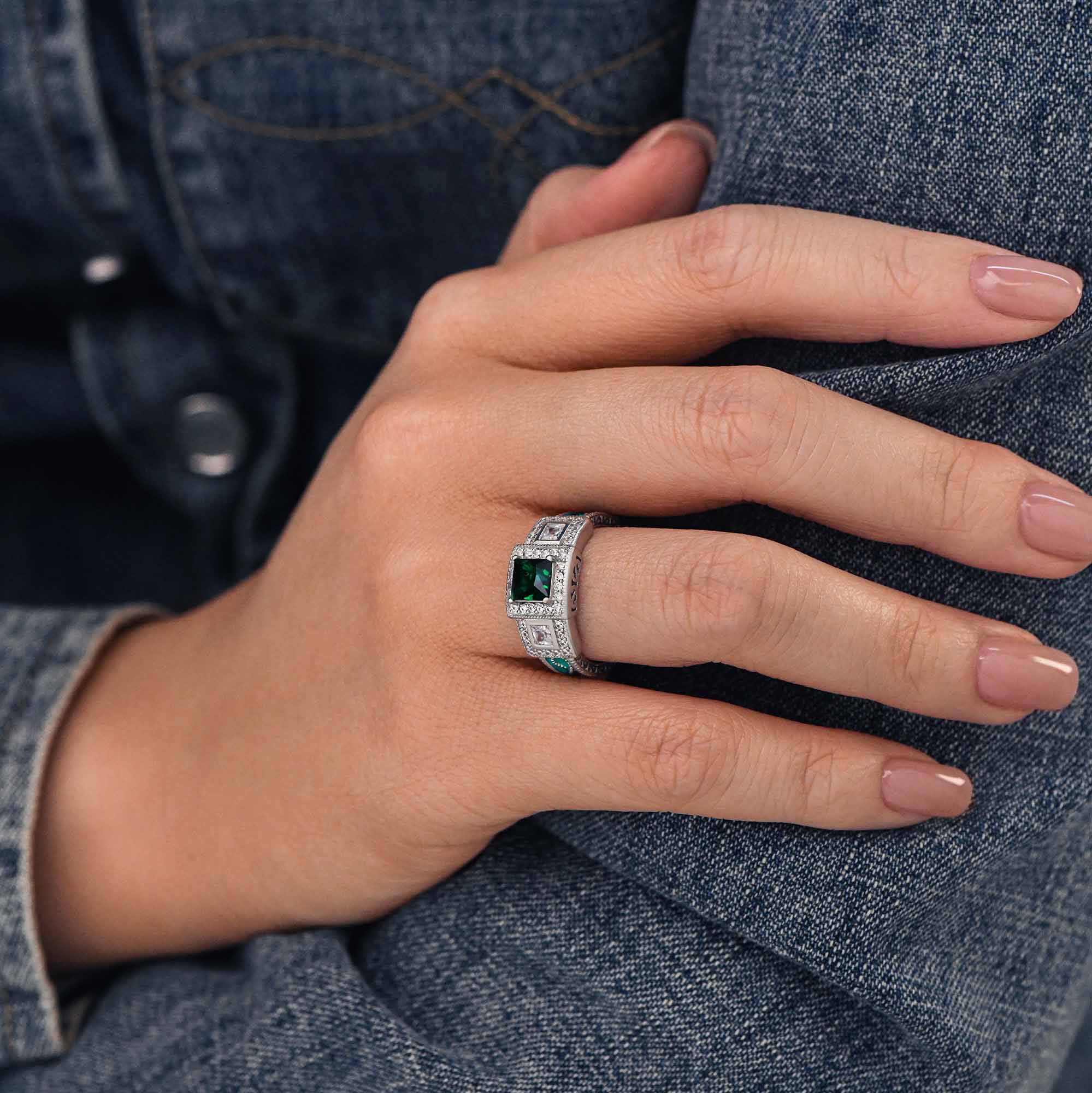 Azure Lighthouse Ring - Emerald - Serene Western