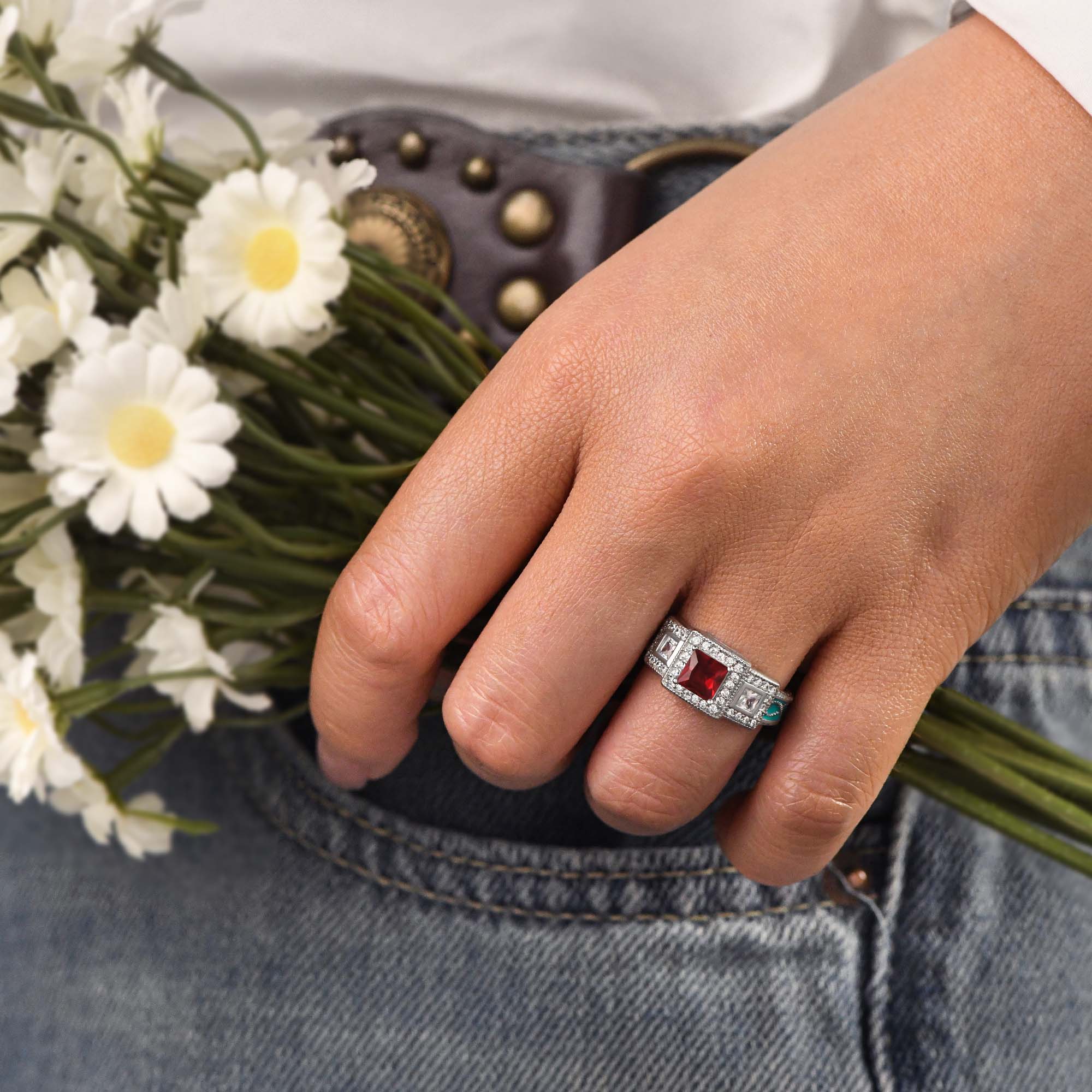 Azure Lighthouse Ring - Ruby - Serene Western