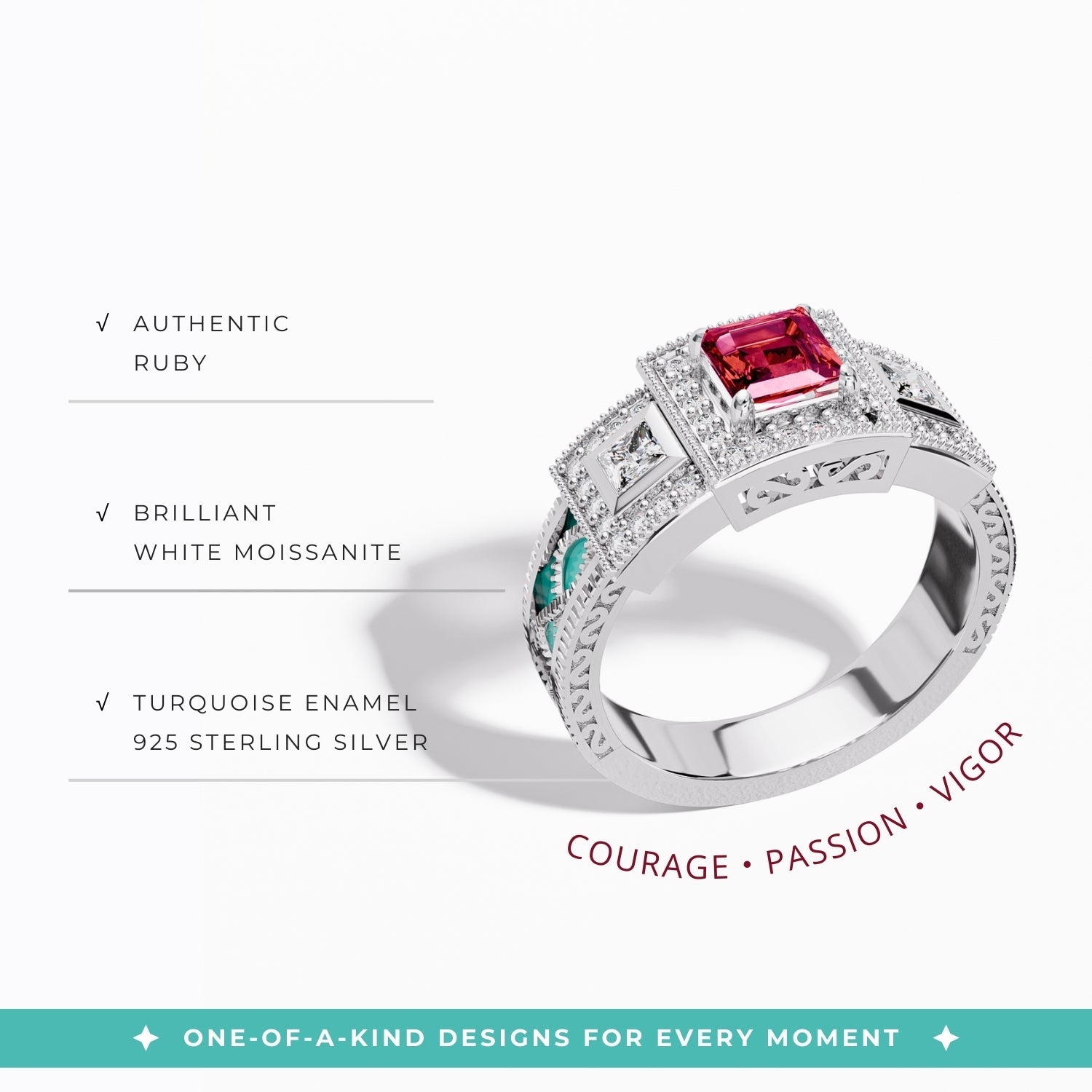 Azure Lighthouse Ring - Ruby - Serene Western