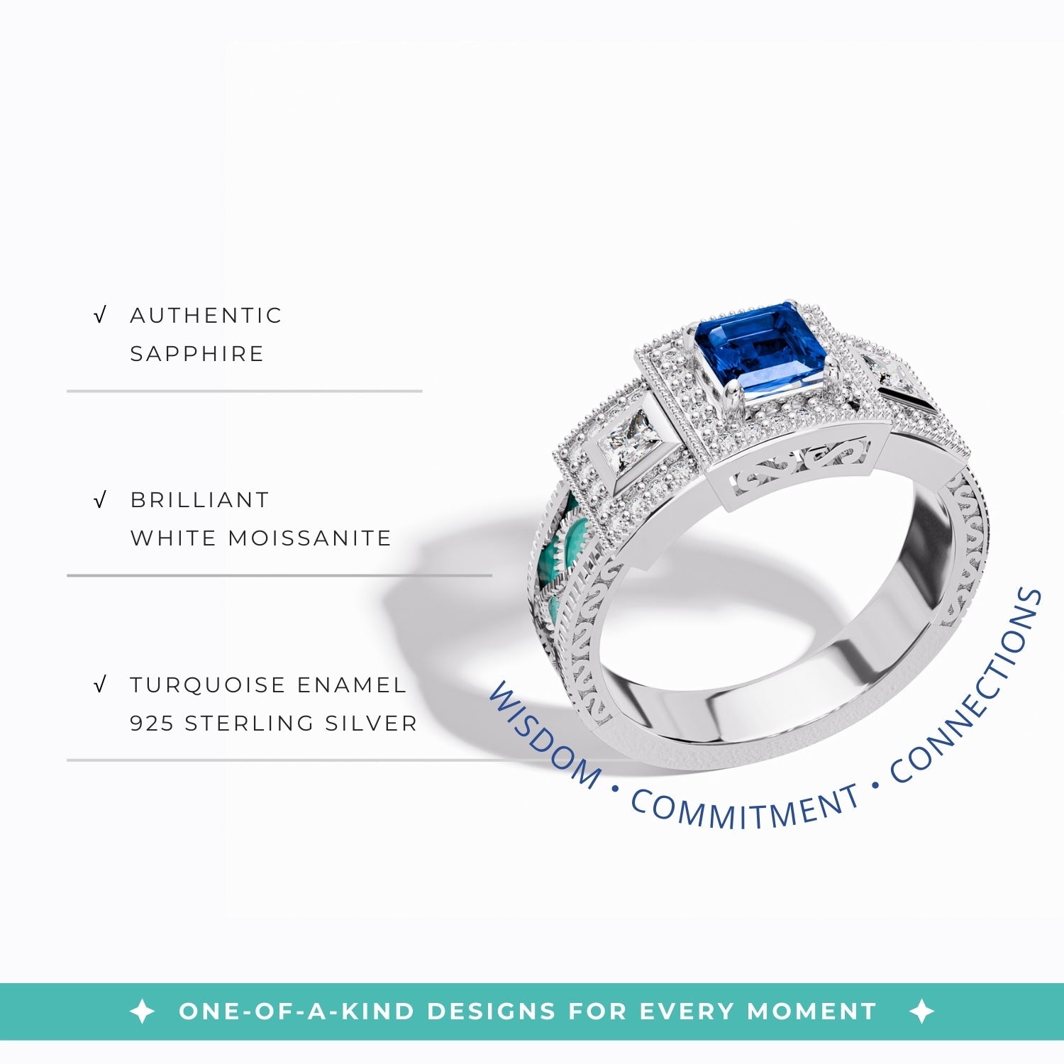 Azure Lighthouse Ring - Sapphire - Serene Western