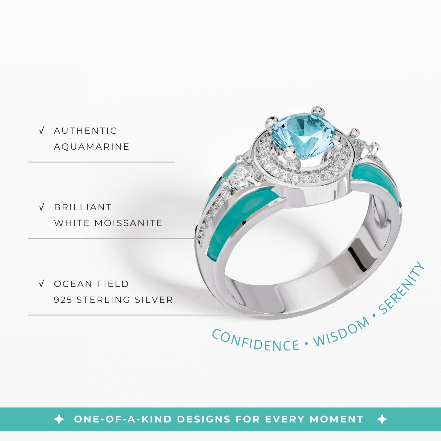 Brave Belt Ring - Aquamarine - Serene Western