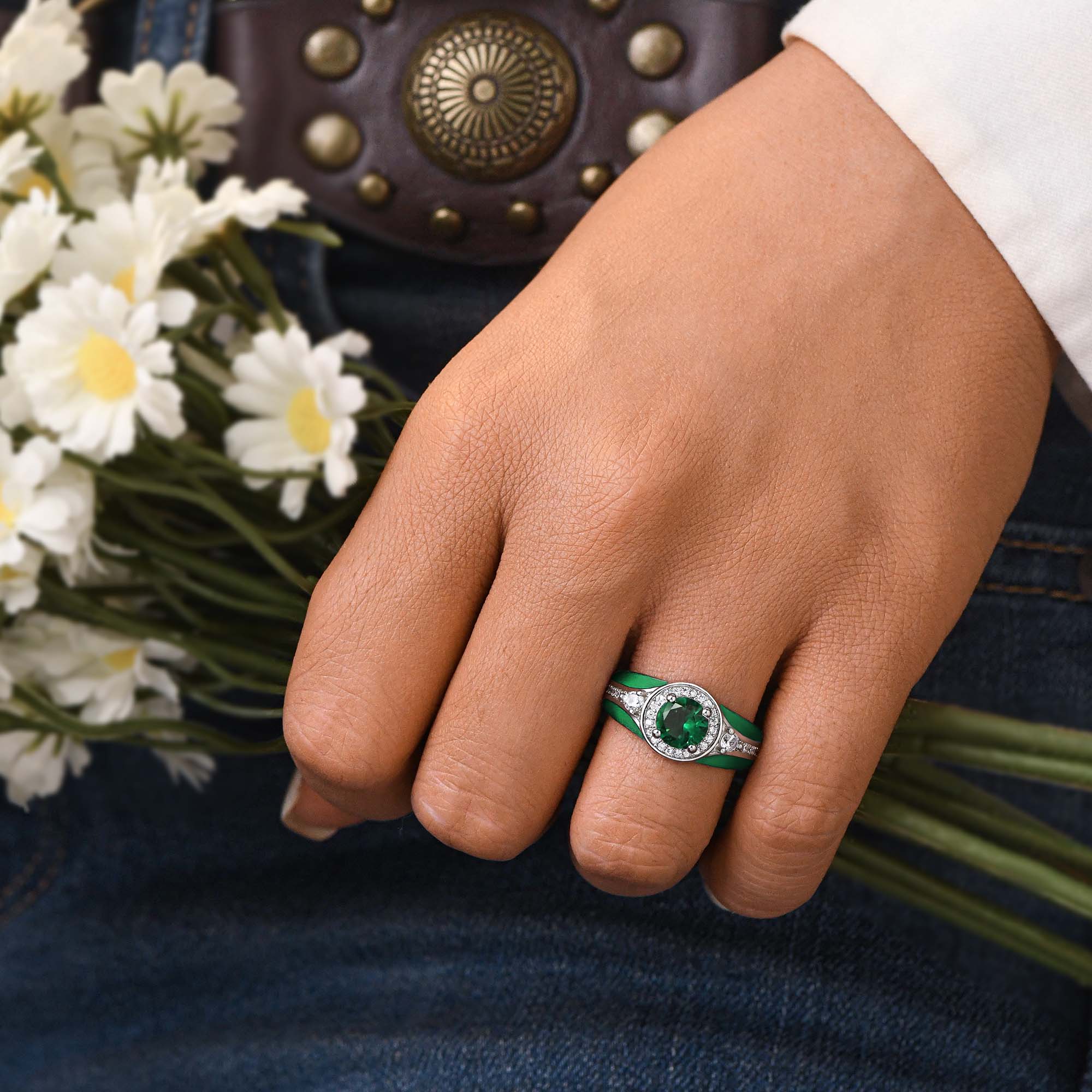 Brave Belt Ring - Emerald - Serene Western