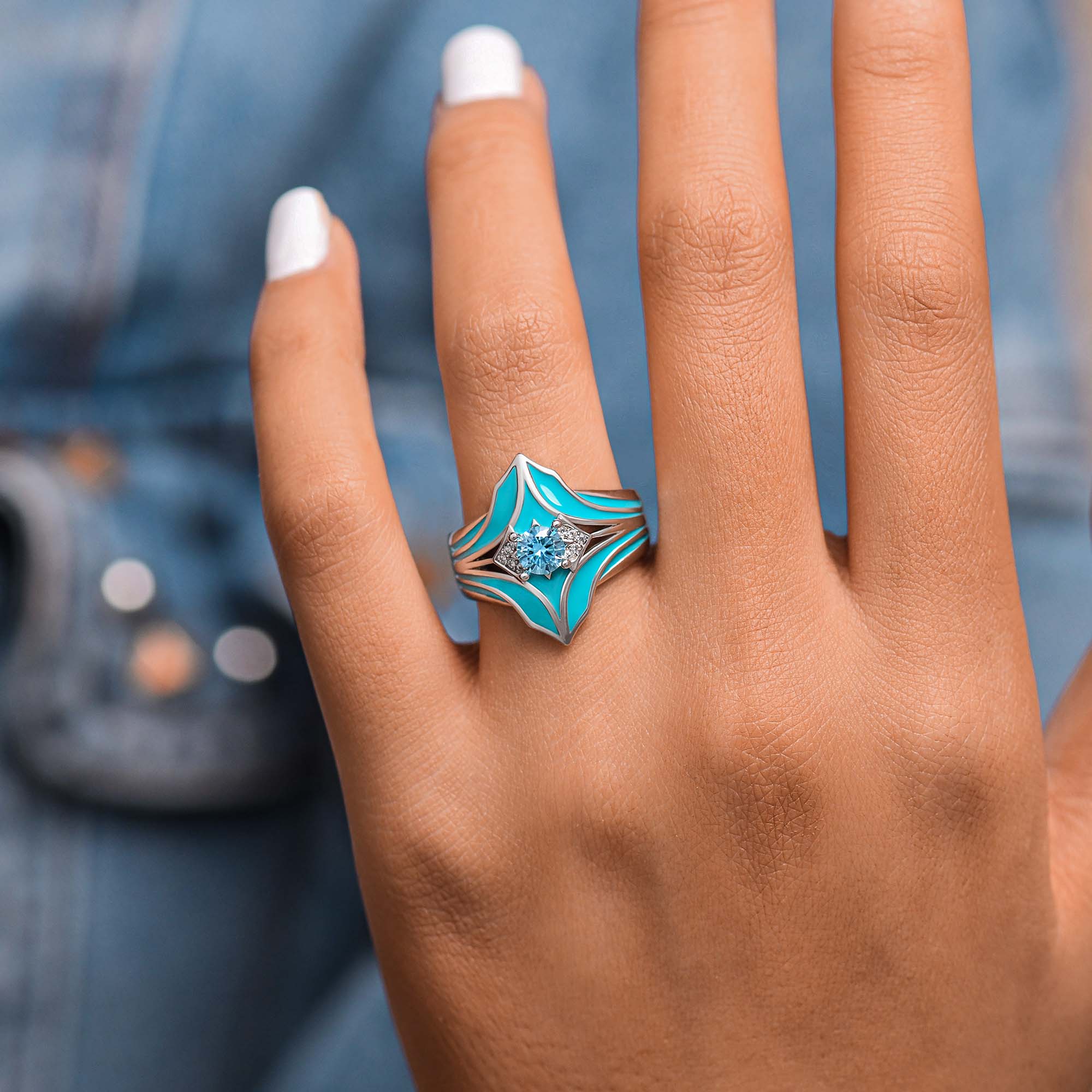 Canyon Wings Ring - Aquamarine - Serene Western