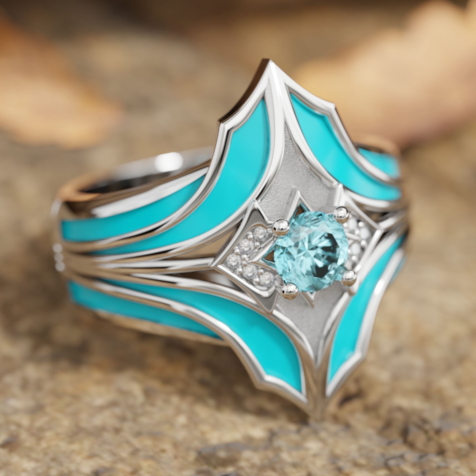 Canyon Wings Ring - Aquamarine - Serene Western