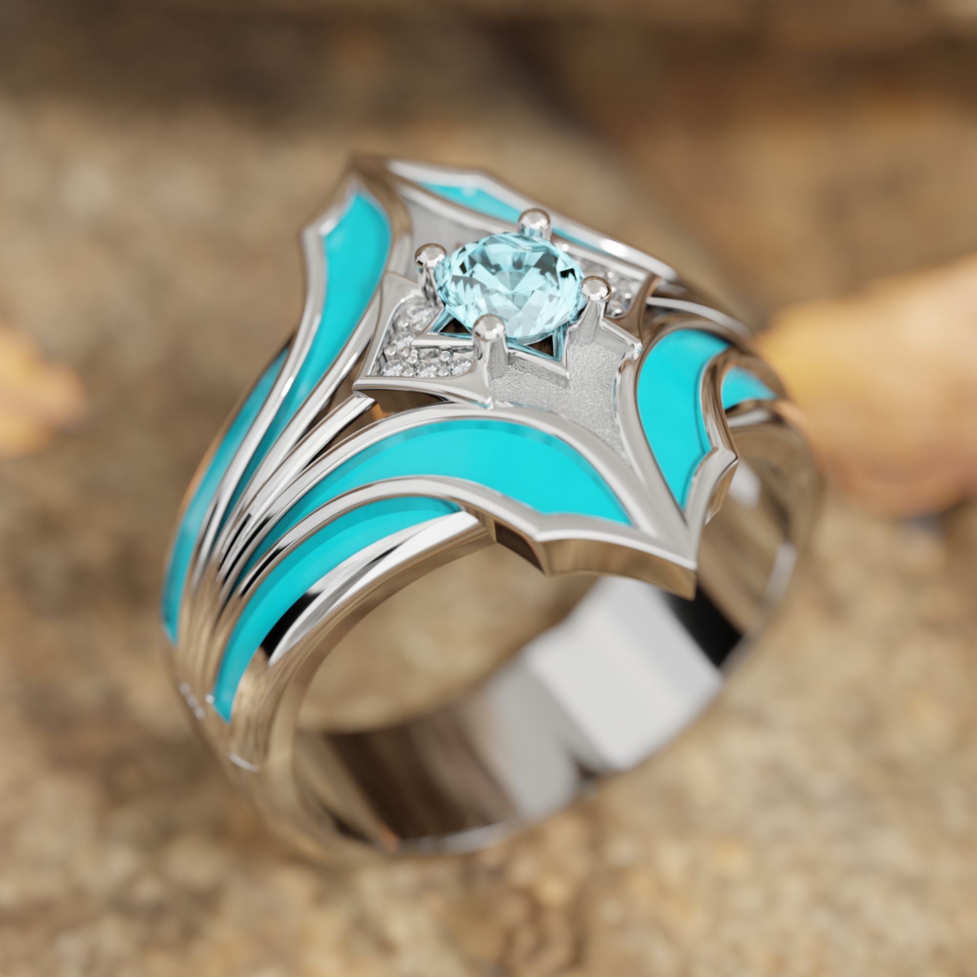 Canyon Wings Ring - Aquamarine - Serene Western