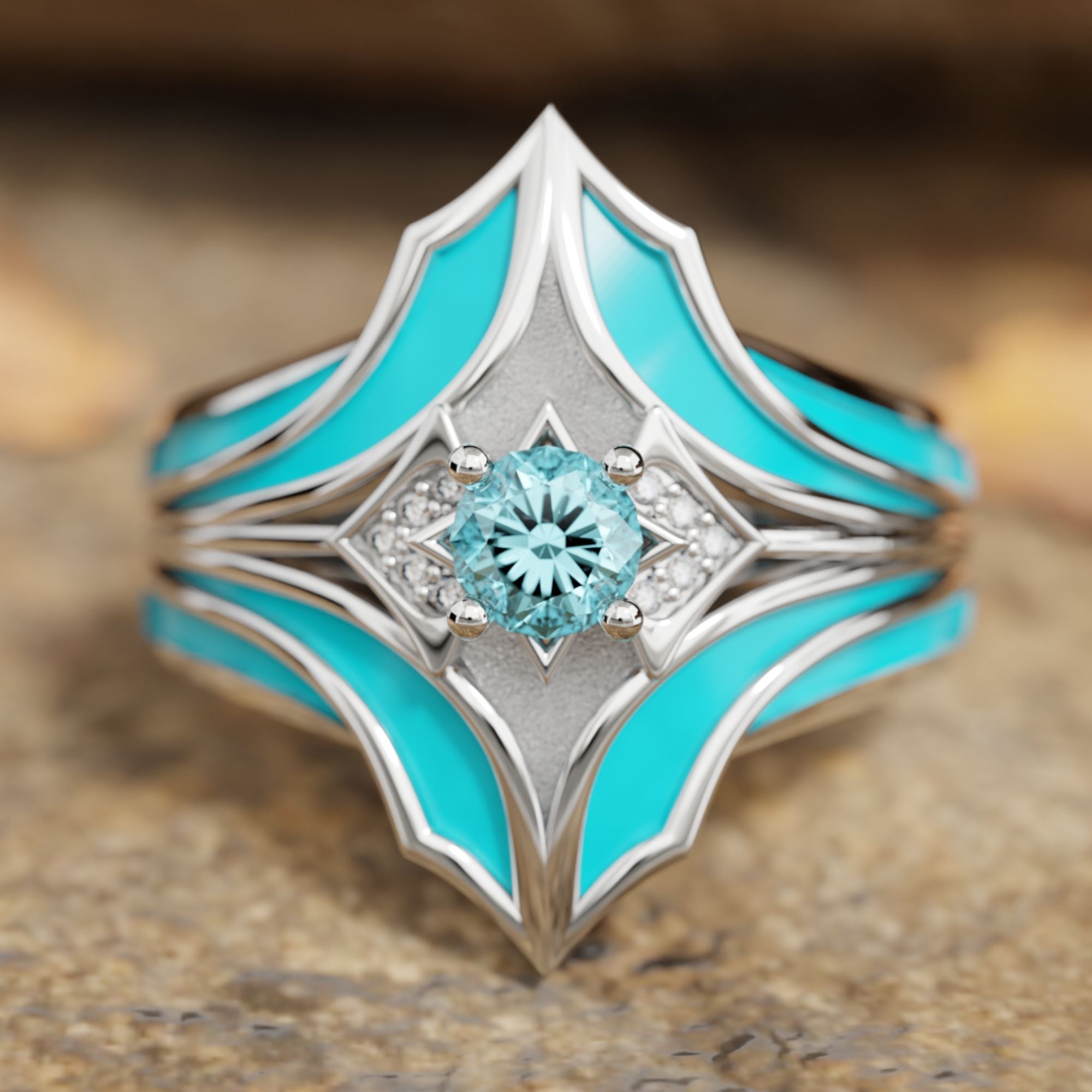 Canyon Wings Ring - Aquamarine - Serene Western