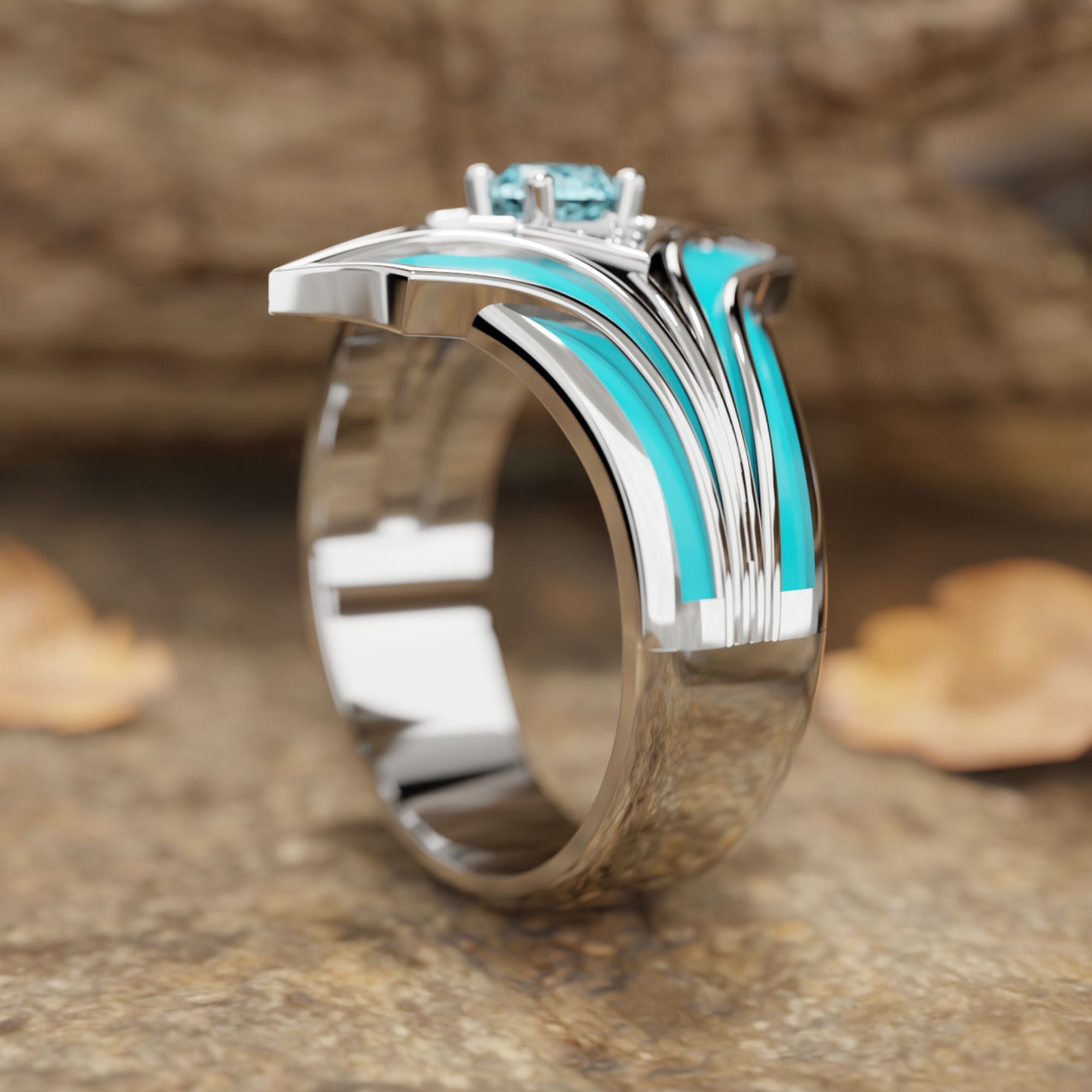 Canyon Wings Ring - Aquamarine - Serene Western