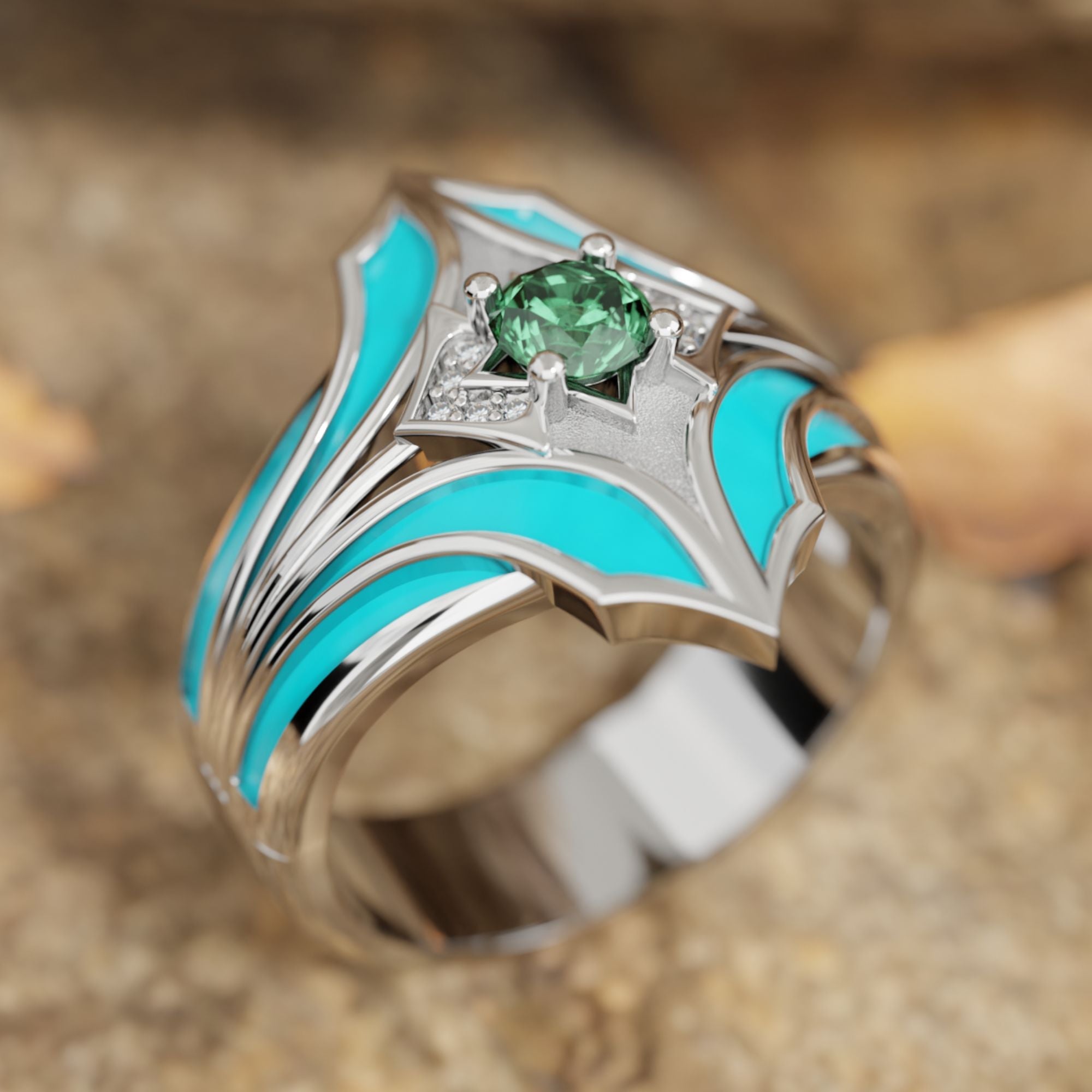 Canyon Wings Ring - Emerald - Serene Western