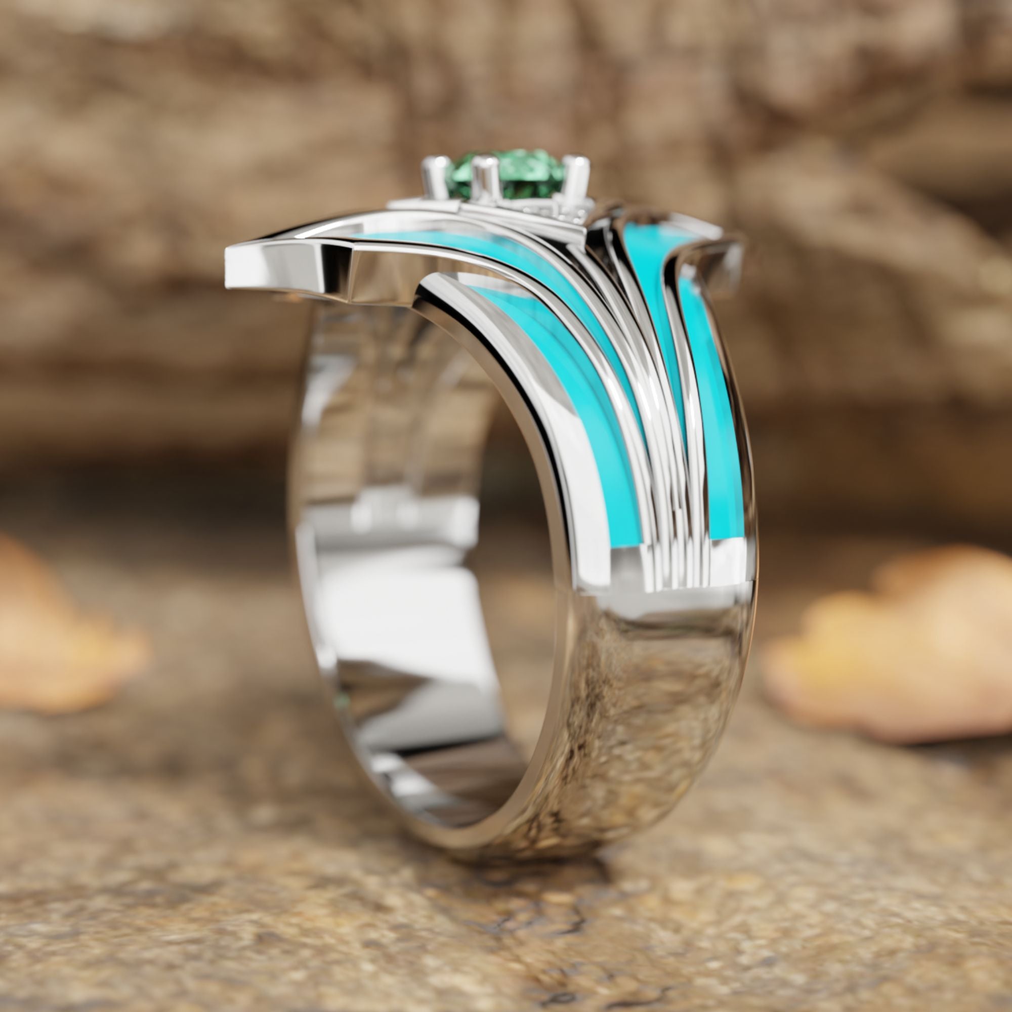 Canyon Wings Ring - Emerald - Serene Western