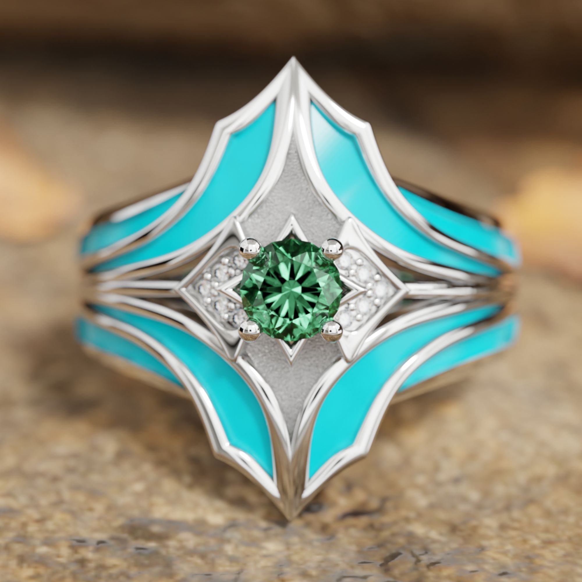 Canyon Wings Ring - Emerald - Serene Western