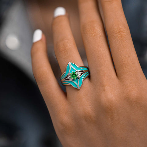 Canyon Wings Ring - Emerald