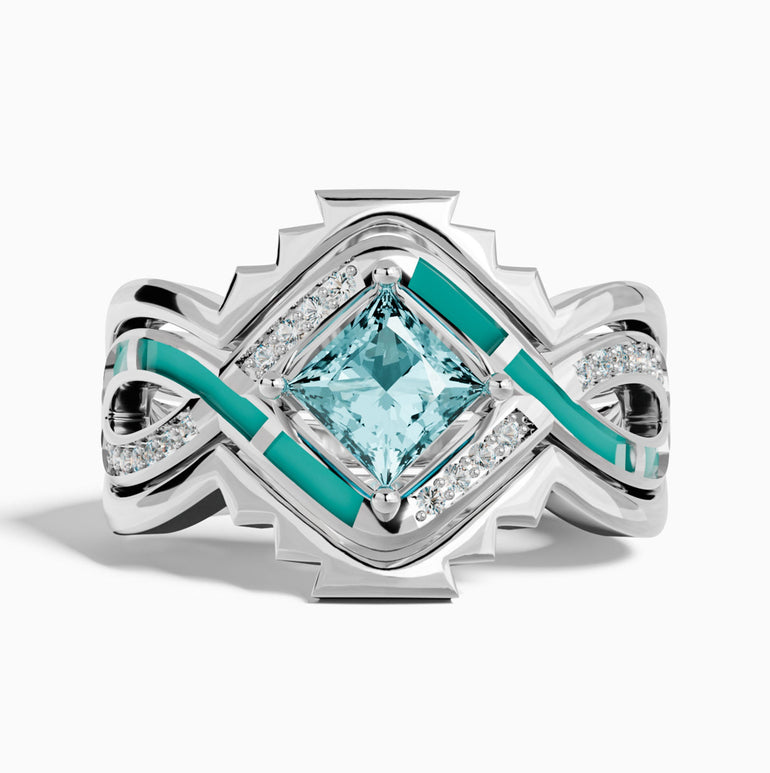 Cascading Ridges Ring - Aquamarine - Serene Western