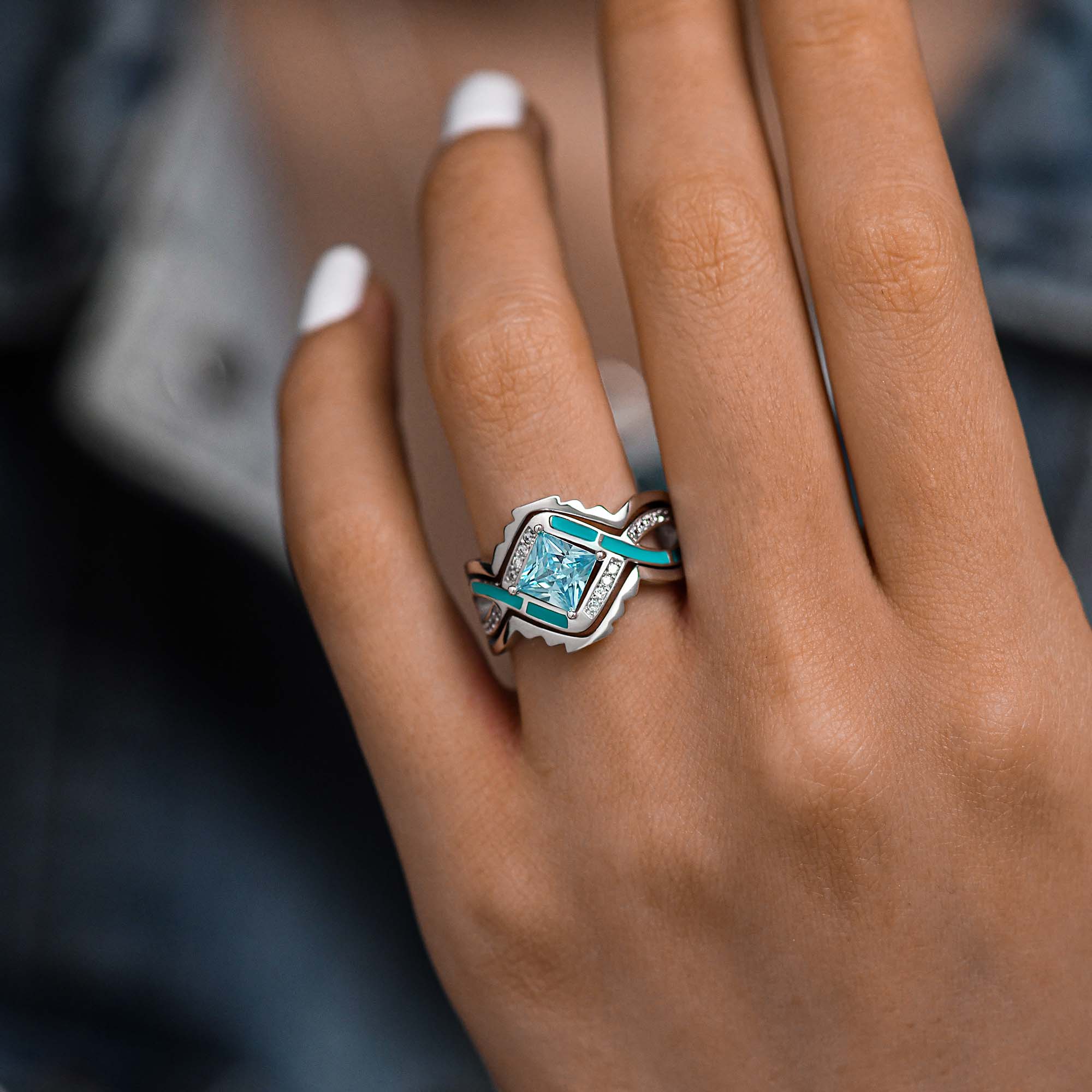 Cascading Ridges Ring - Aquamarine - Serene Western