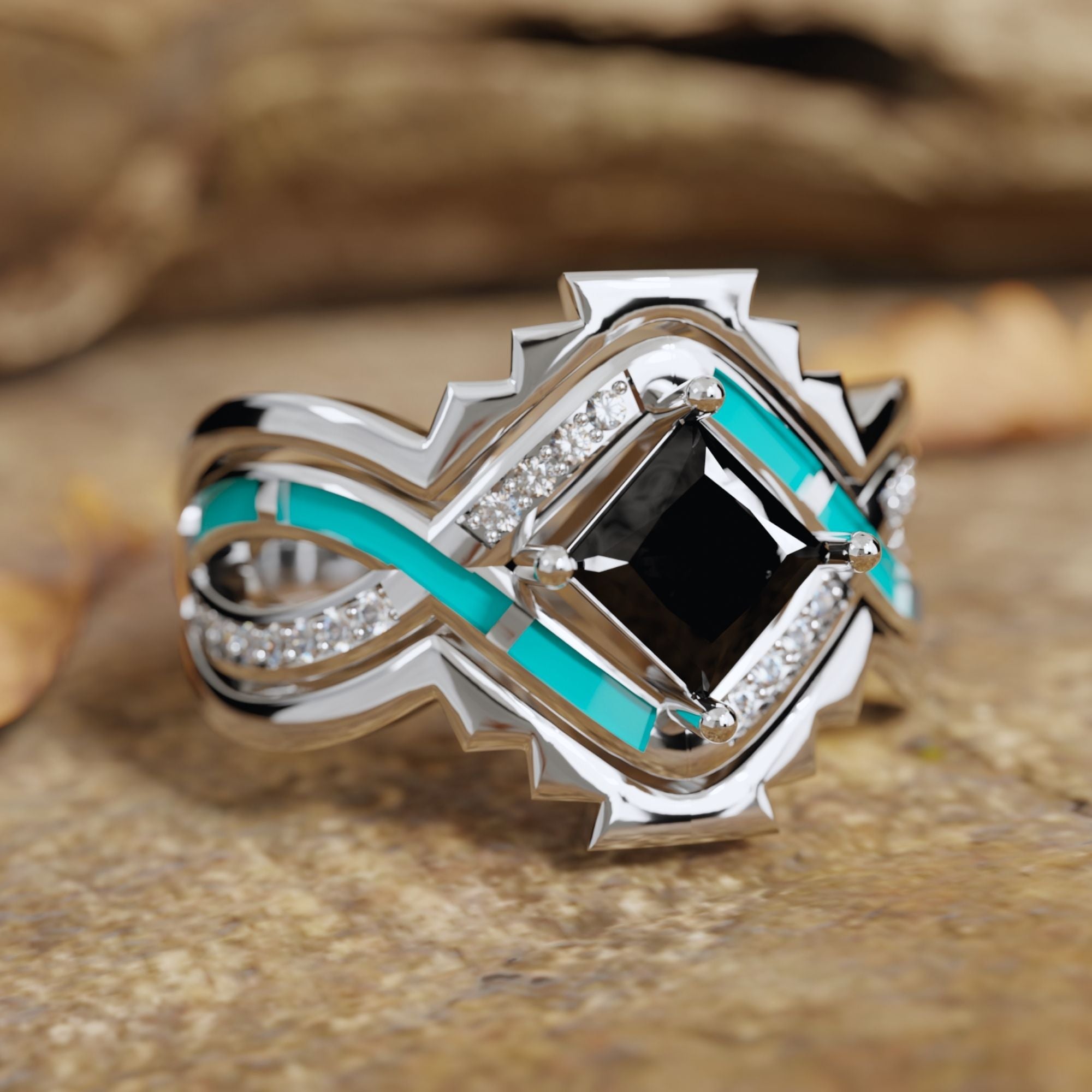 Cascading Ridges Ring - Black Onyx - Serene Western