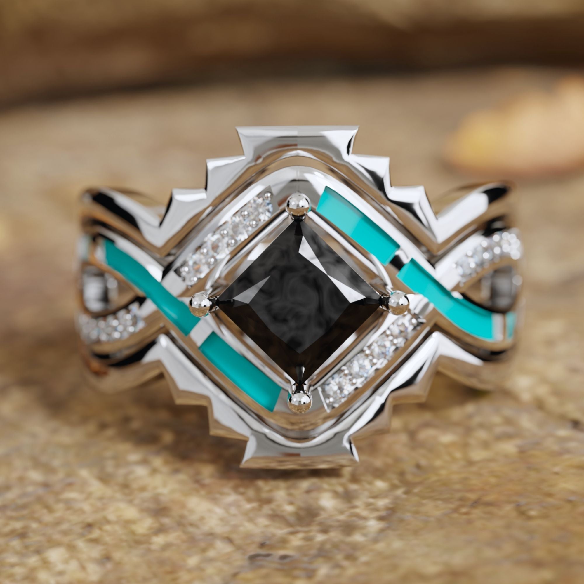 Cascading Ridges Ring - Black Onyx - Serene Western