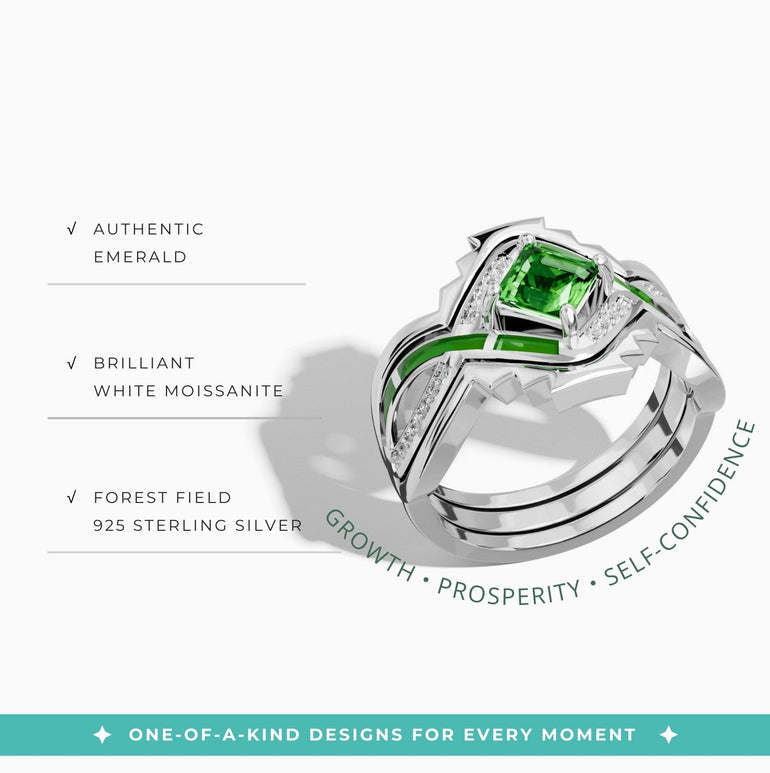 Cascading Ridges Ring - Emerald - Serene Western