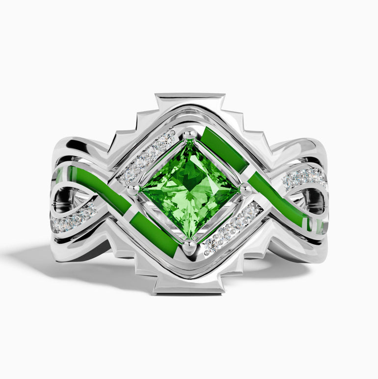 Cascading Ridges Ring - Emerald - Serene Western