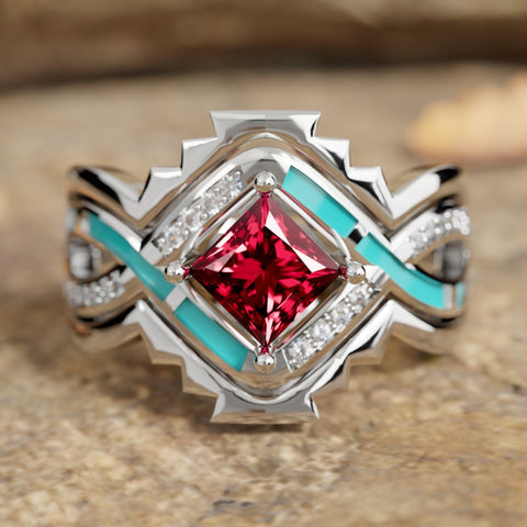 Cascading Ridges Ring - Ruby