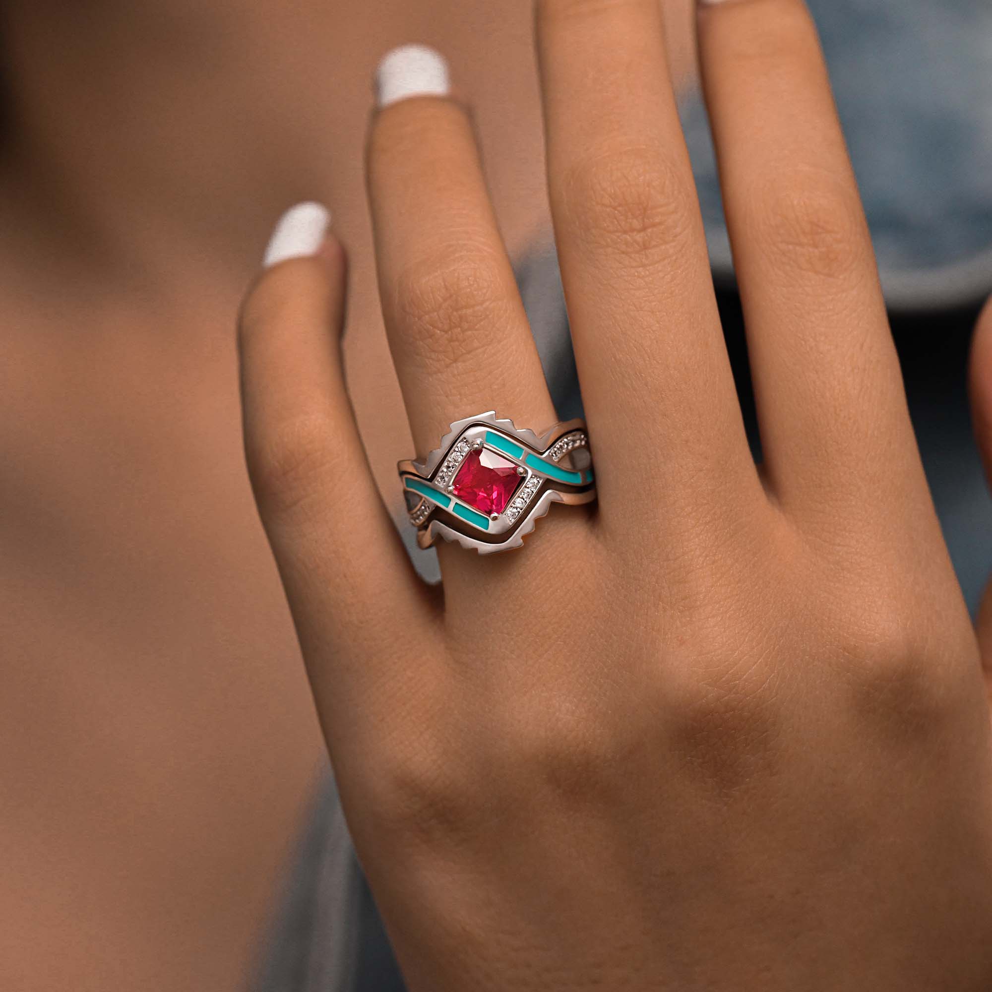 Cascading Ridges Ring - Ruby - Serene Western