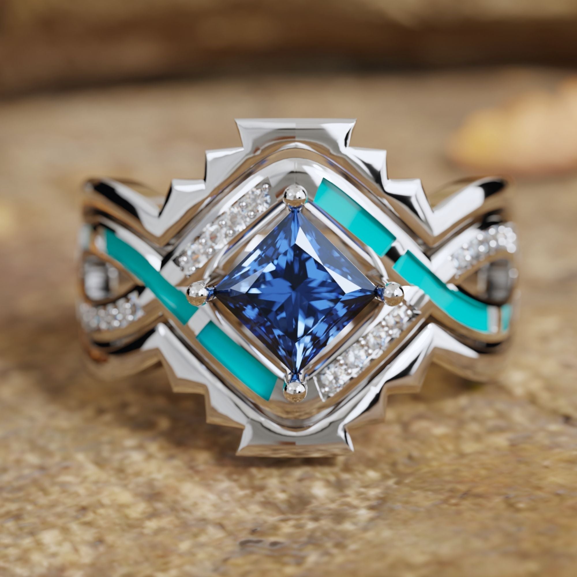 Cascading Ridges Ring - Sapphire - Serene Western