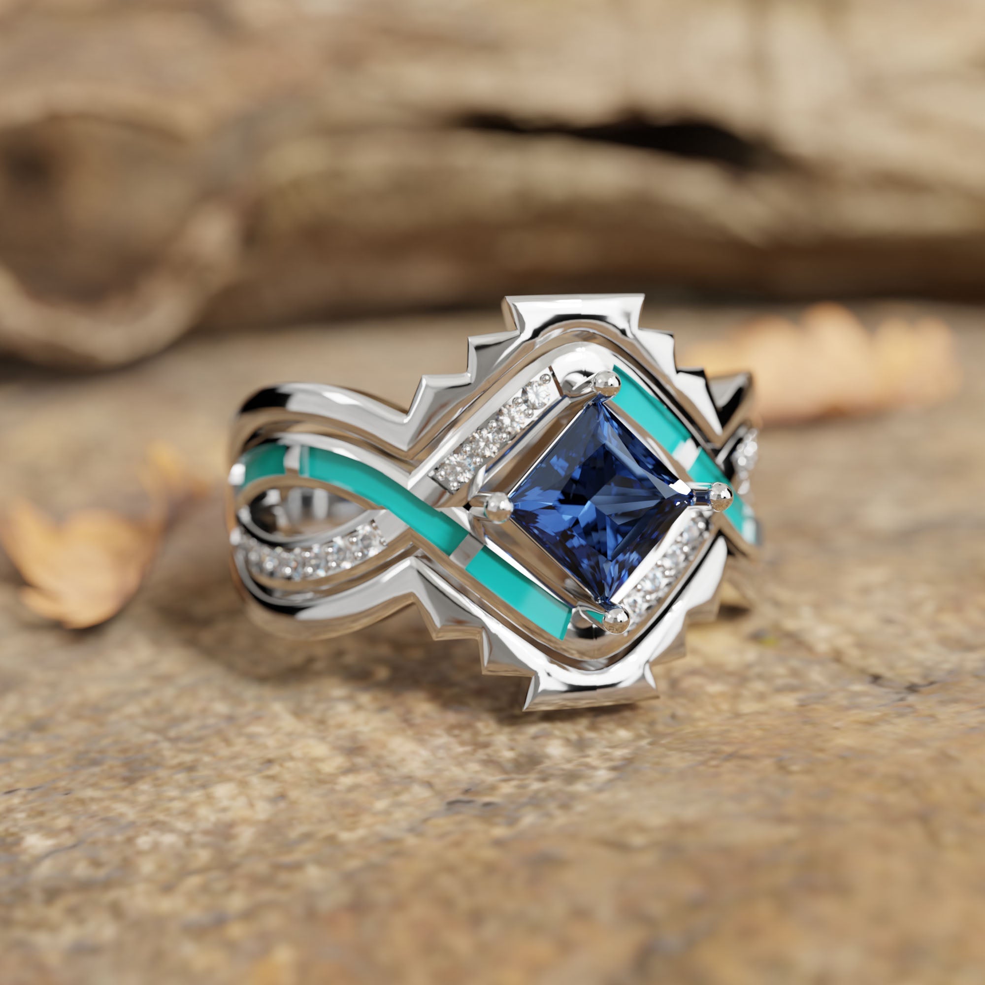 Cascading Ridges Ring - Sapphire - Serene Western