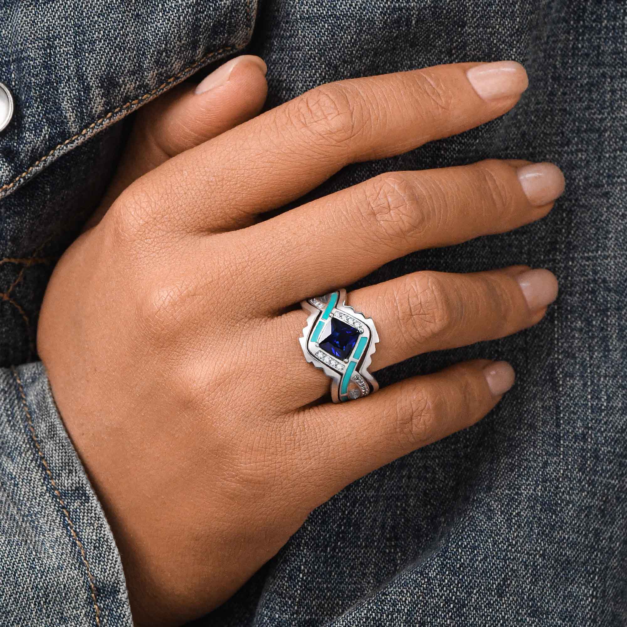 Cascading Ridges Ring - Sapphire - Serene Western