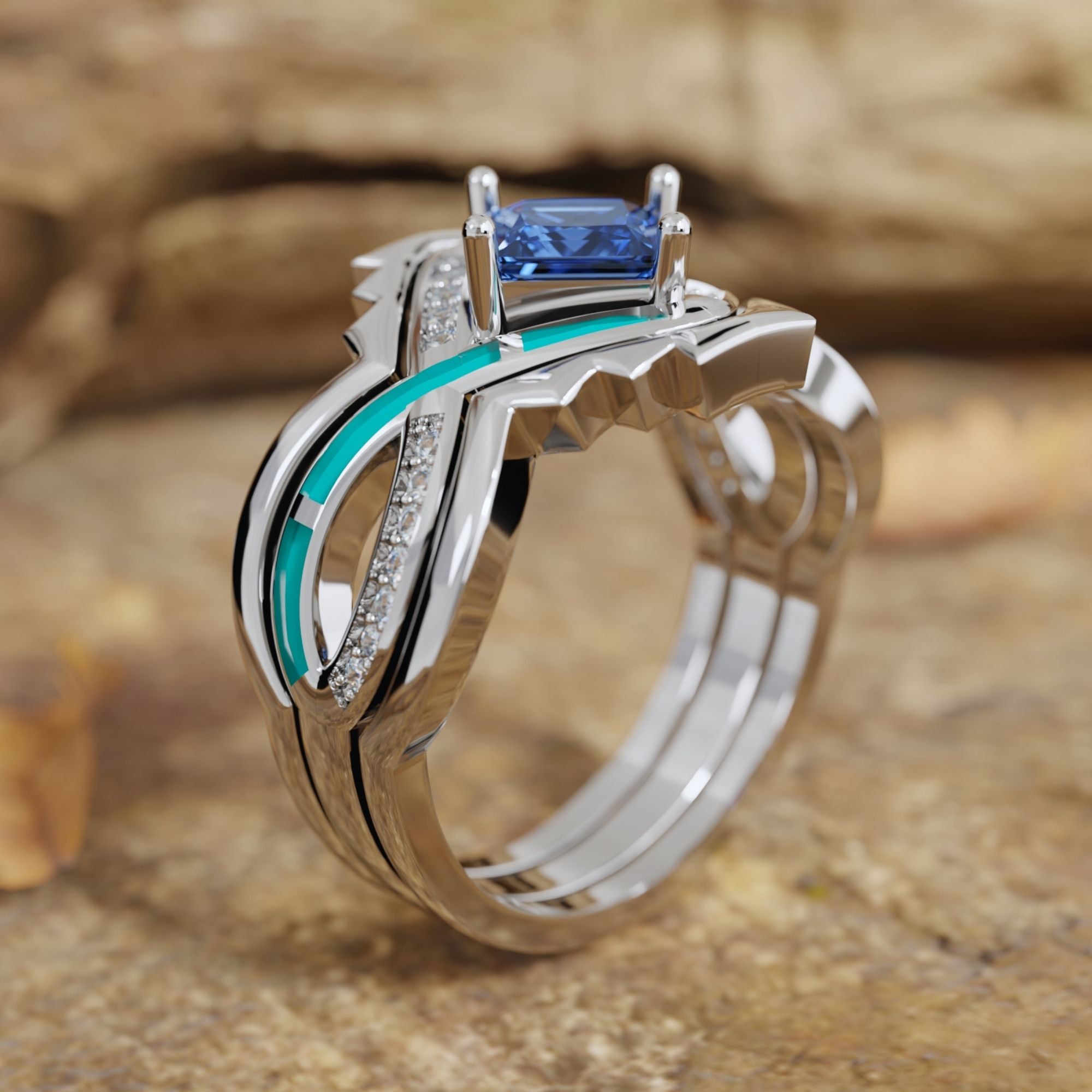 Cascading Ridges Ring - Sapphire - Serene Western