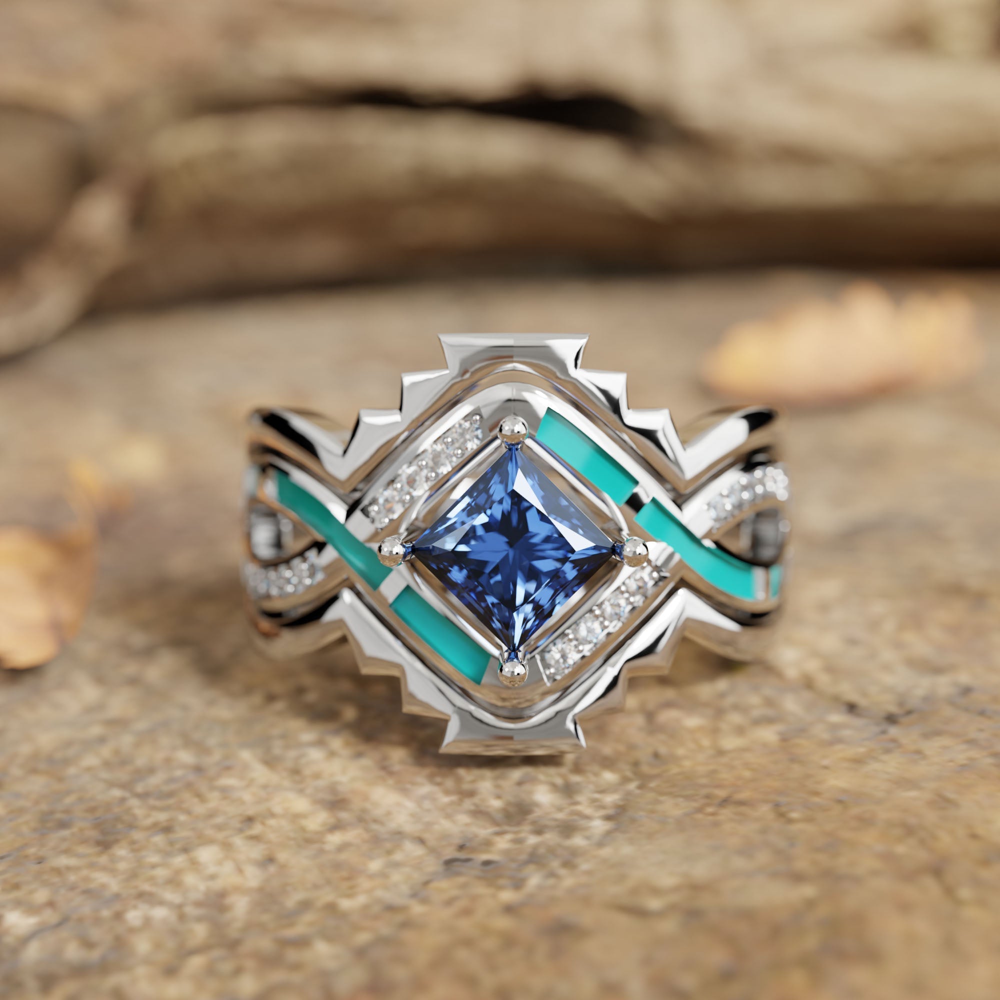 Cascading Ridges Ring - Sapphire - Serene Western