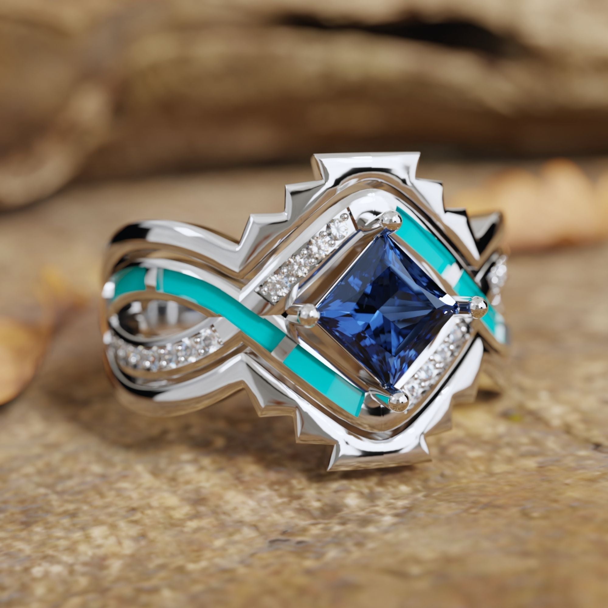 Cascading Ridges Ring - Sapphire - Serene Western